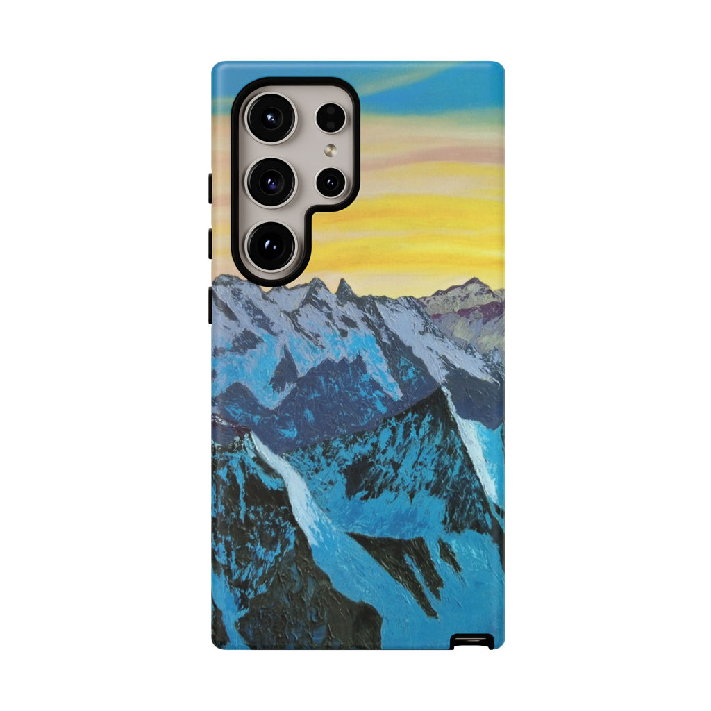 Mountain Sunset Phone Case — Protective Tough Case with Scenic Blue Peaks Design