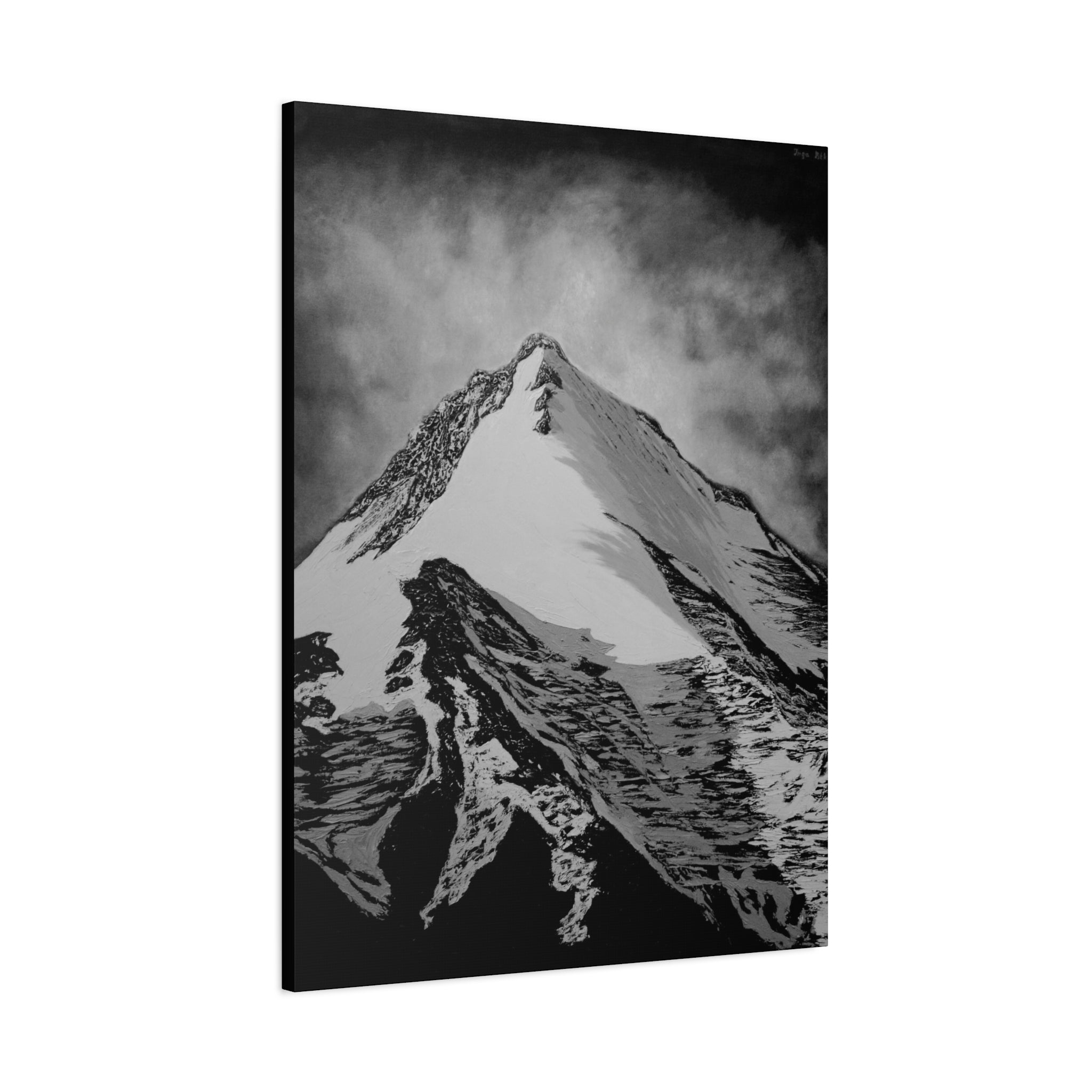 Black & White  Mountain Canvas Print — Black & White Peak Wall Art