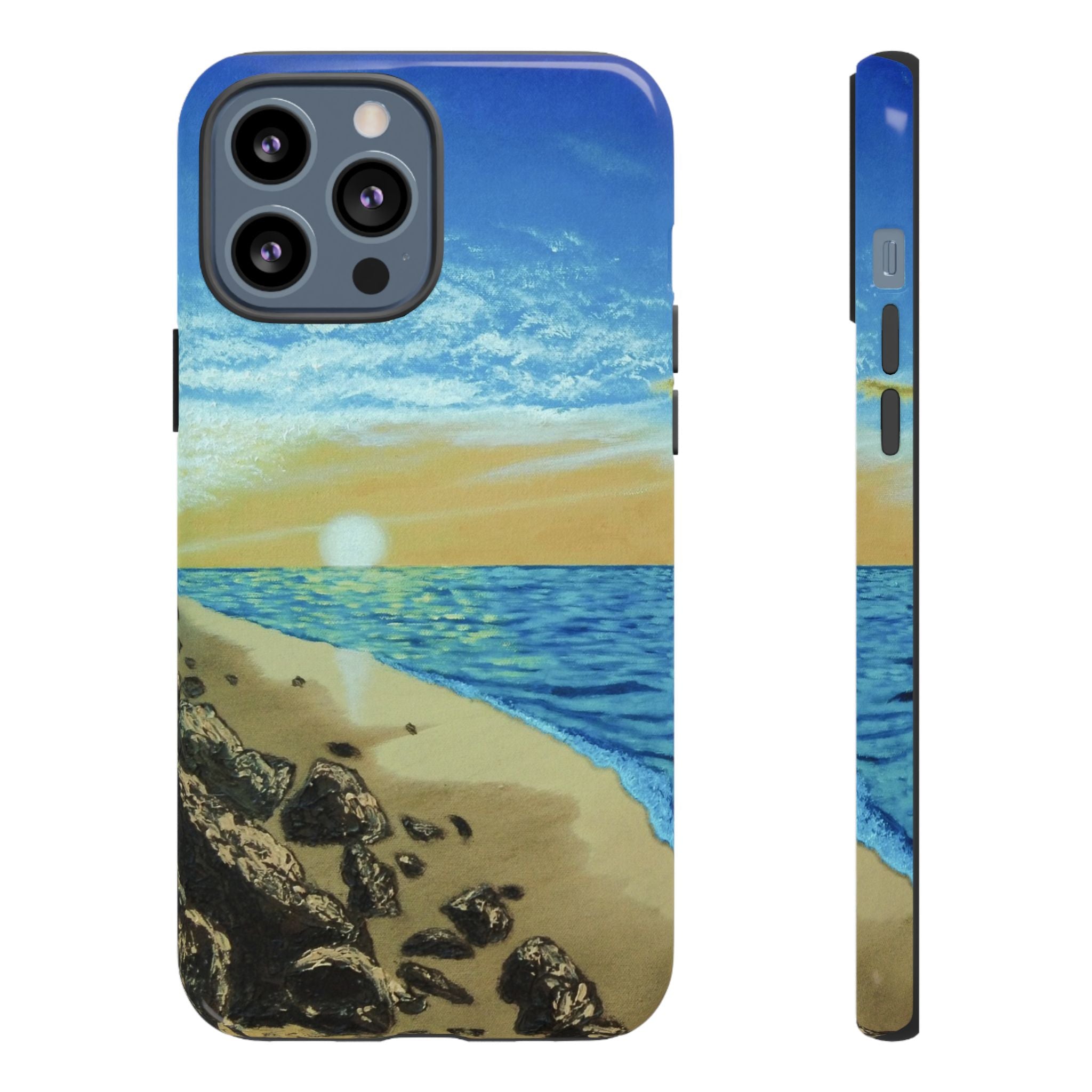 Beach Sunset Phone Case — Protective Tough Case with Coastal Shoreline Design