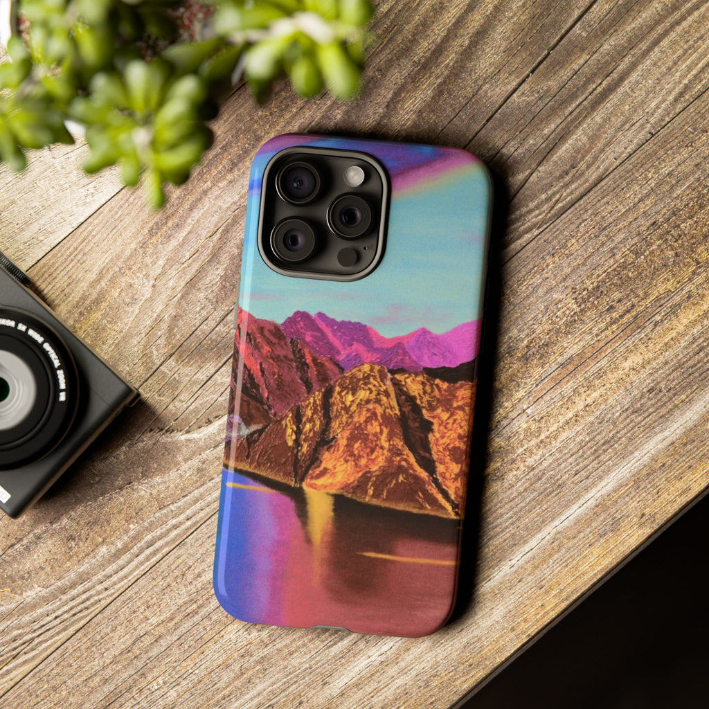 Protective Phone Case — Vibrant Retro Mountain Landscape