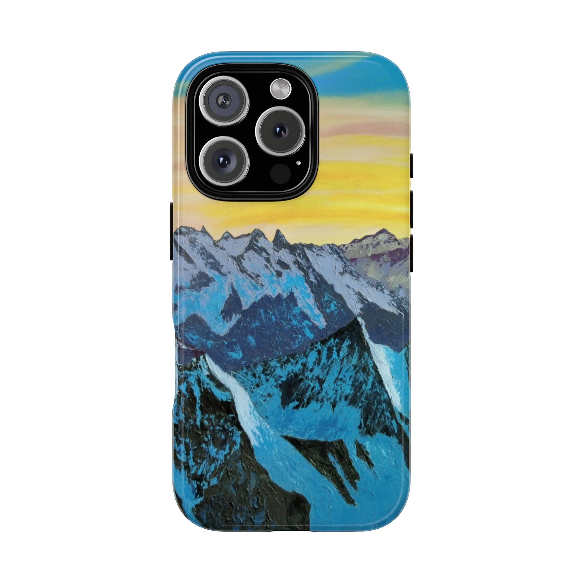 Mountain Sunset Phone Case — Protective Tough Case with Scenic Blue Peaks Design