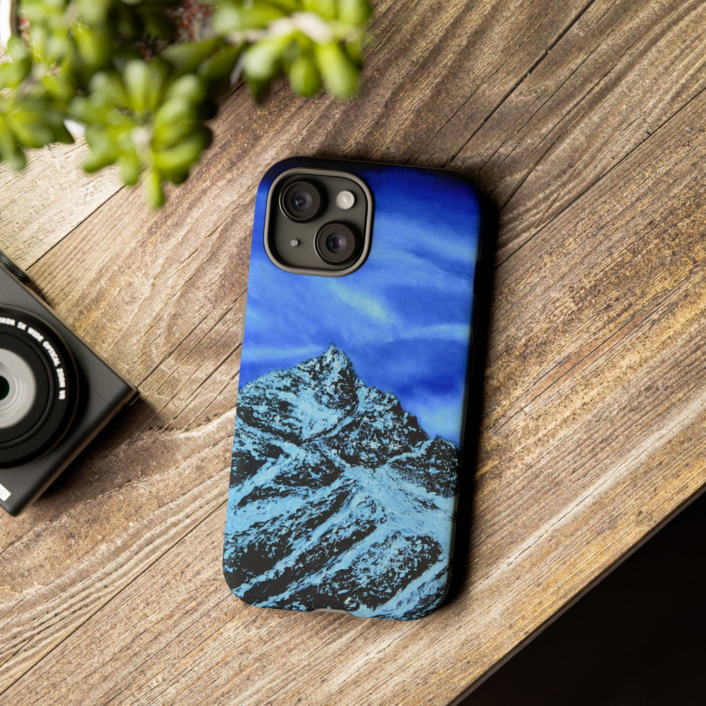 Mountain Peak Blue Tough Phone Case — Rugged Protective iPhone Cover