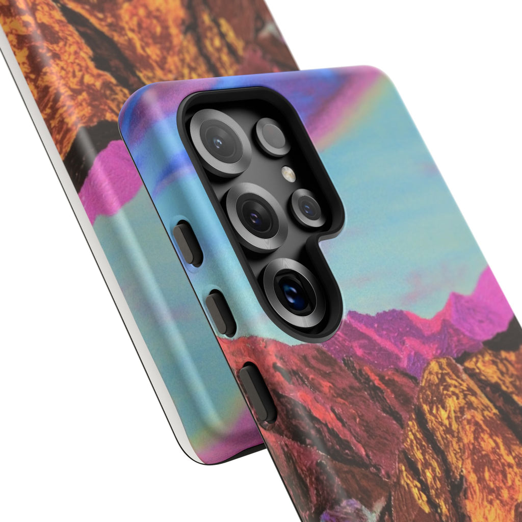 Protective Phone Case — Vibrant Retro Mountain Landscape