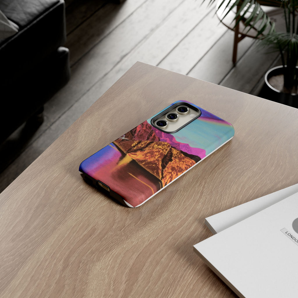 Protective Phone Case — Vibrant Retro Mountain Landscape