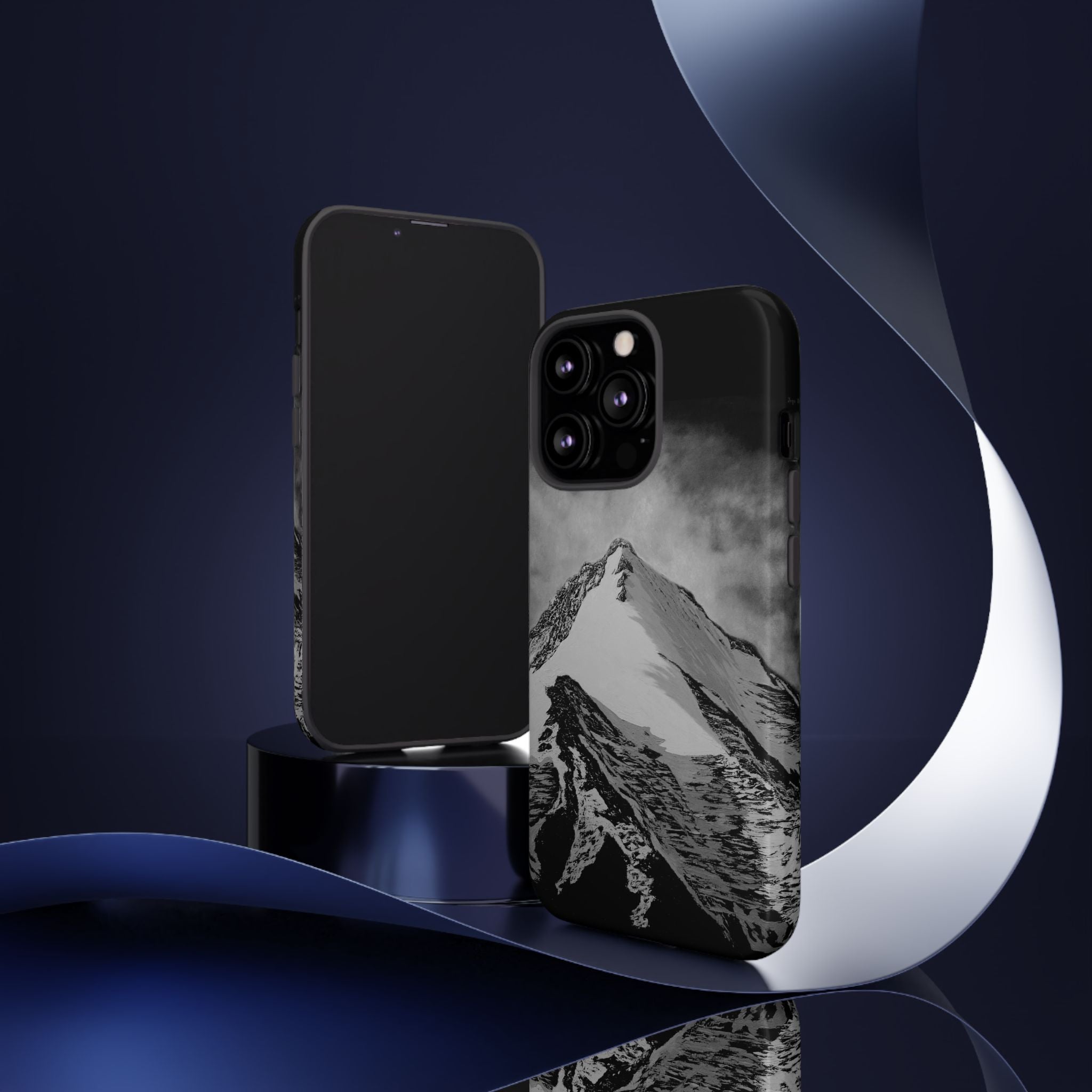 Mountain Peak Phone Case — Black & White Alpine Protective Case