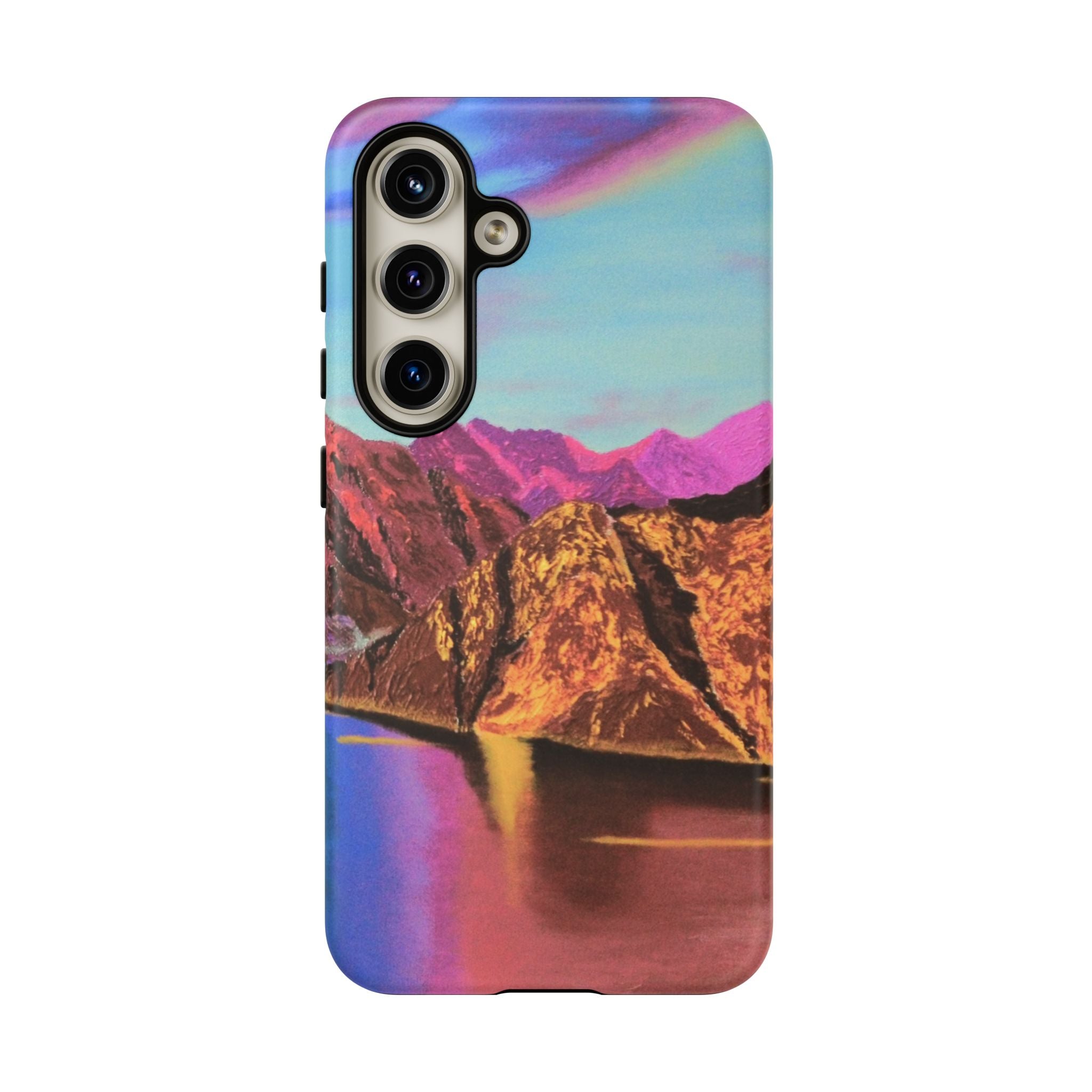 Protective Phone Case — Vibrant Retro Mountain Landscape