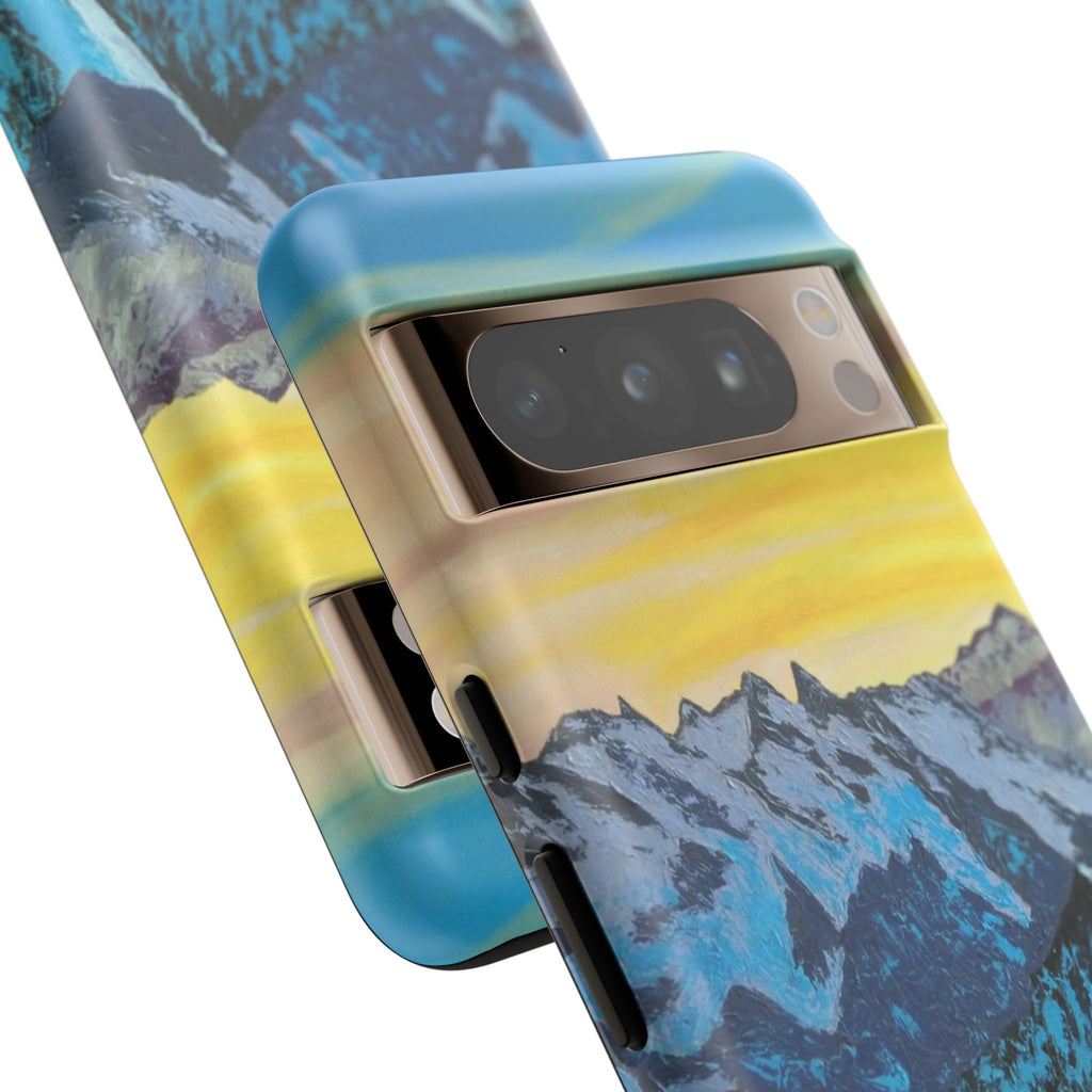 Mountain Sunset Phone Case — Protective Tough Case with Scenic Blue Peaks Design