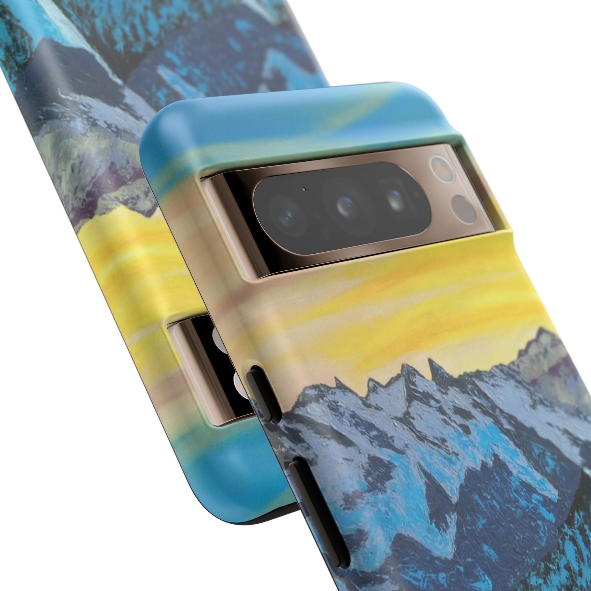 Mountain Sunset Phone Case — Protective Tough Case with Scenic Blue Peaks Design