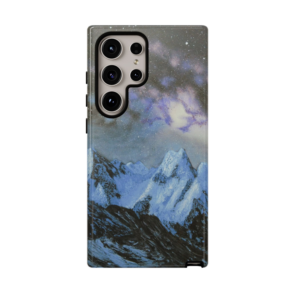 Mountain Night Sky Phone Case — Tough Protective iPhone Cover with Aurora & Snowy Peaks