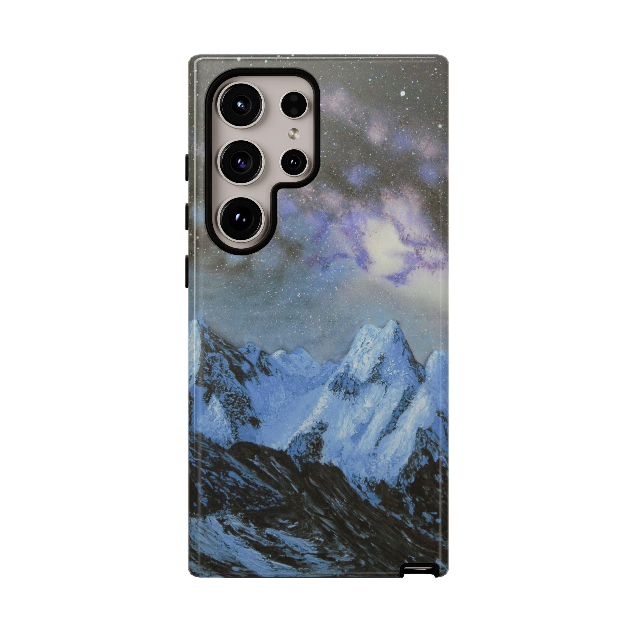 Mountain Night Sky Phone Case — Tough Protective iPhone Cover with Aurora & Snowy Peaks