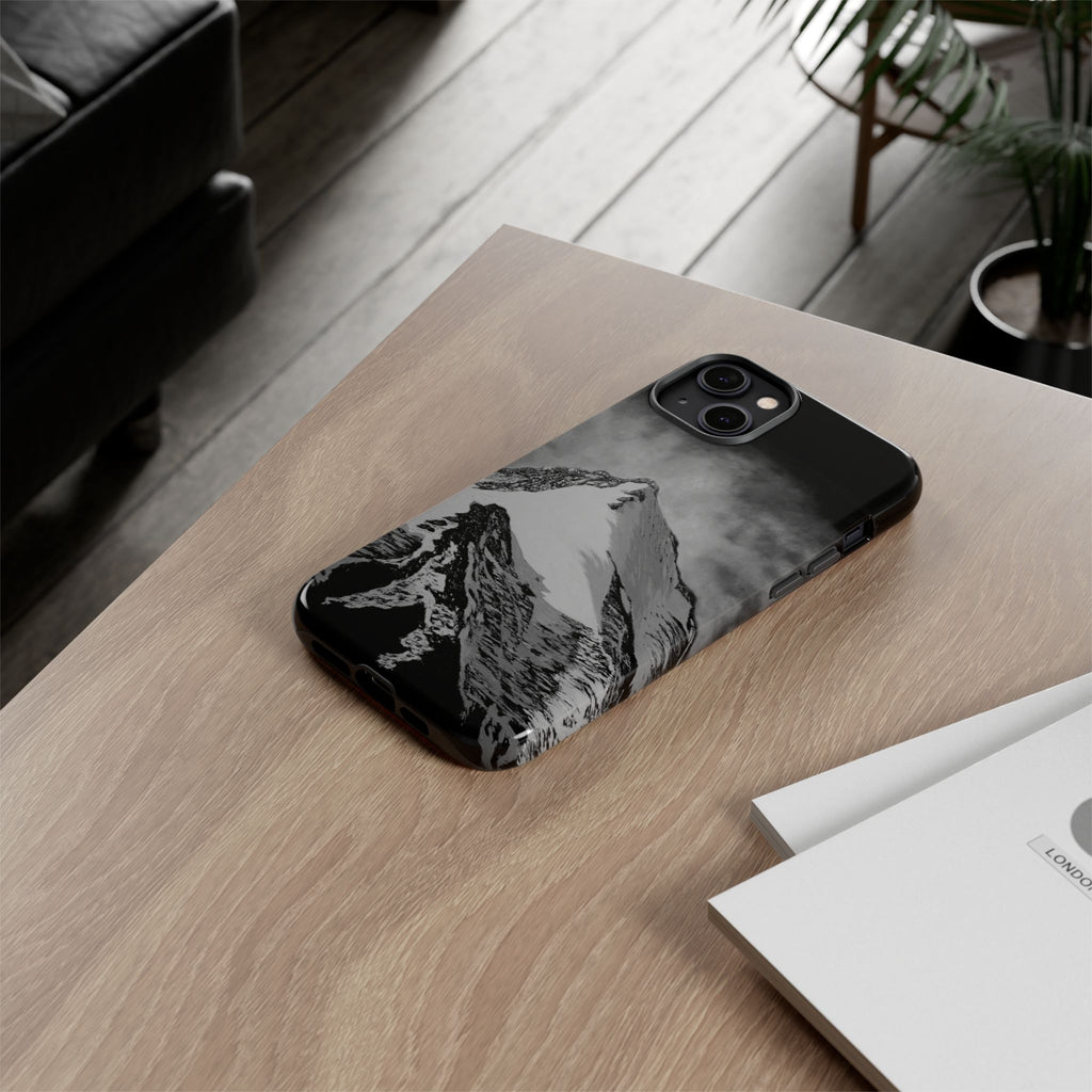 Mountain Peak Phone Case — Black & White Alpine Protective Case