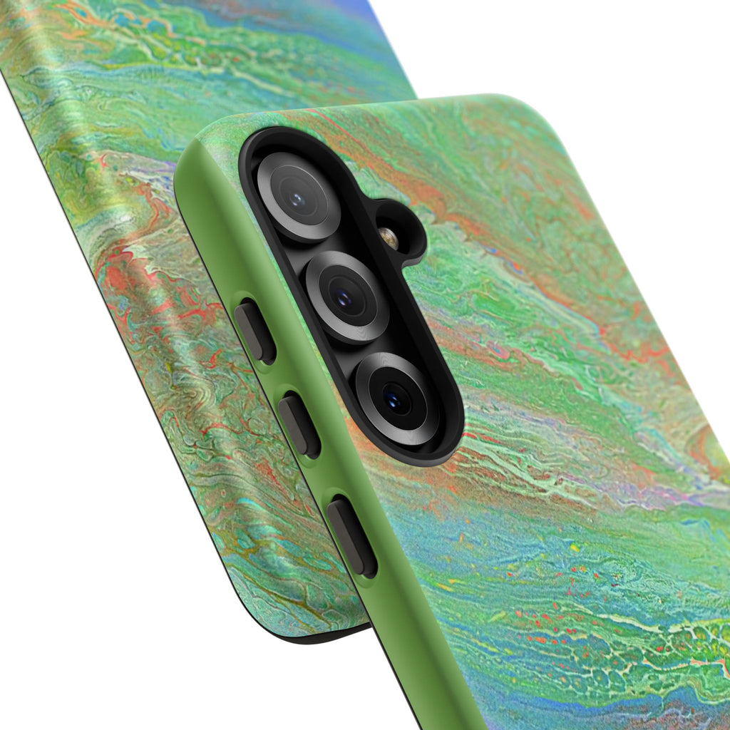 Marbled Green Abstract Phone Case — Protective Tough Case for iPhone