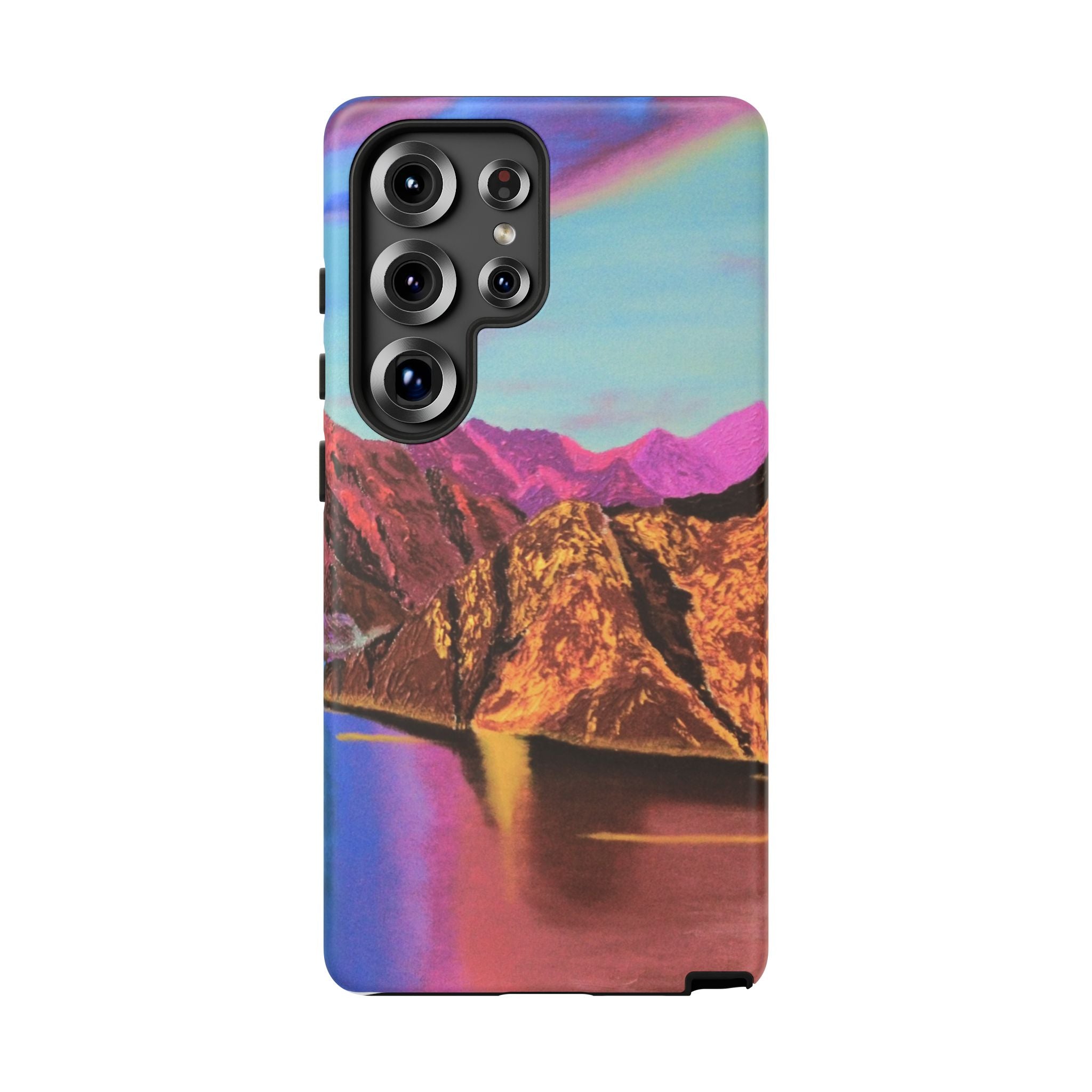 Protective Phone Case — Vibrant Retro Mountain Landscape