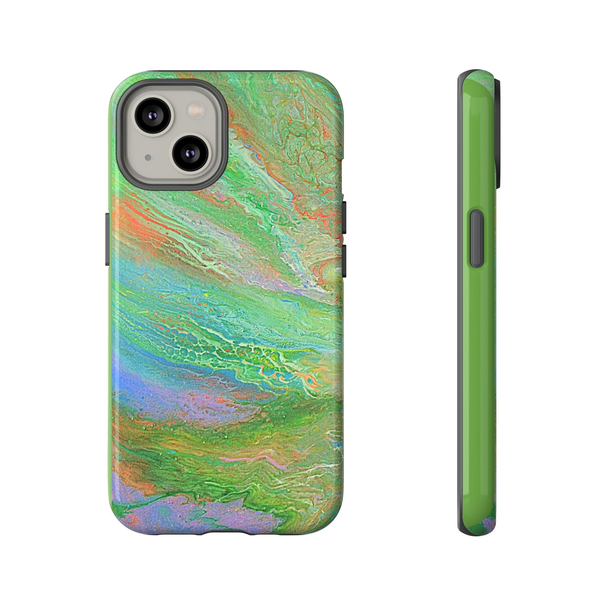 Marbled Green Abstract Phone Case — Protective Tough Case for iPhone