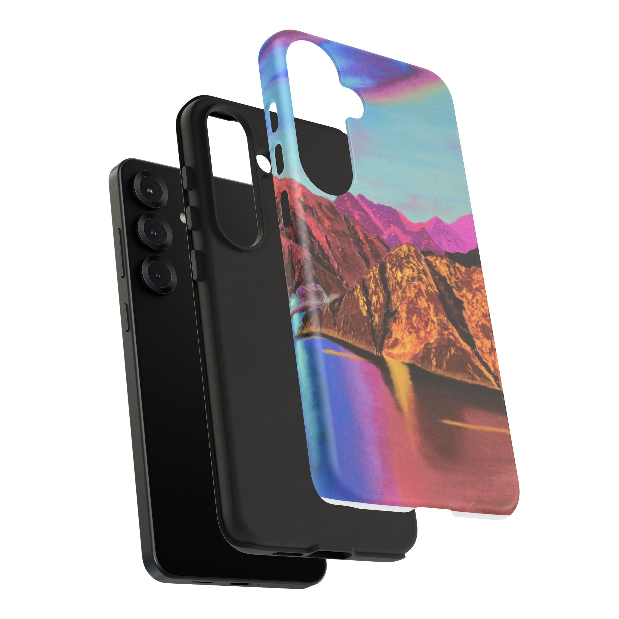 Protective Phone Case — Vibrant Retro Mountain Landscape