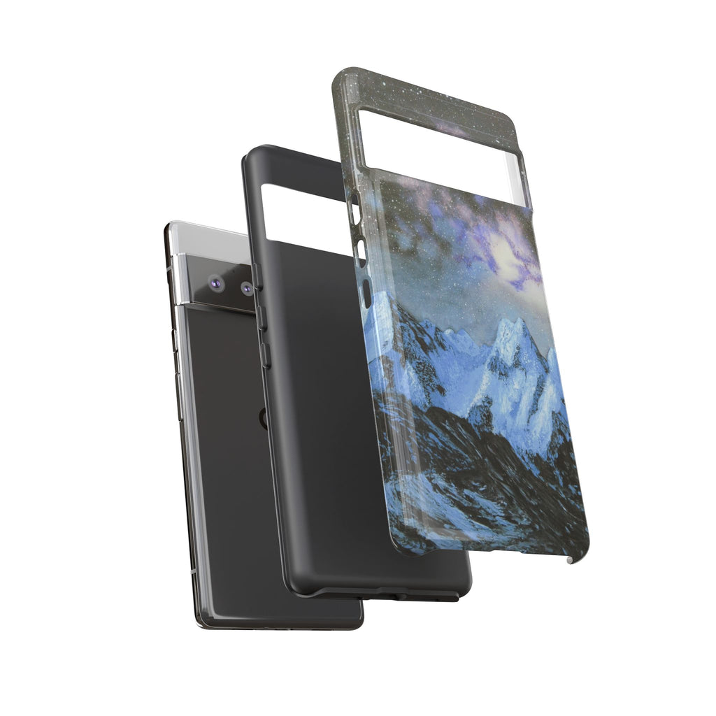 Mountain Night Sky Phone Case — Tough Protective iPhone Cover with Aurora & Snowy Peaks