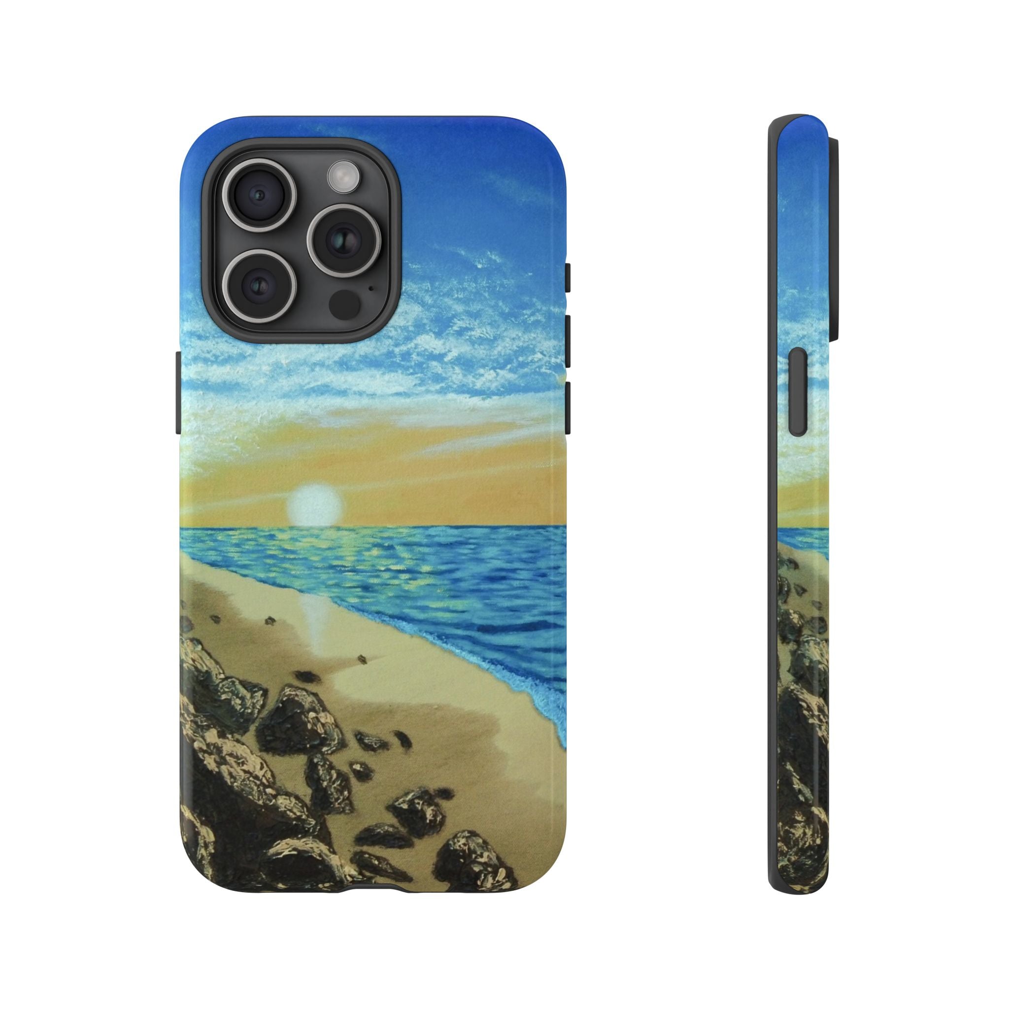 Beach Sunset Phone Case — Protective Tough Case with Coastal Shoreline Design