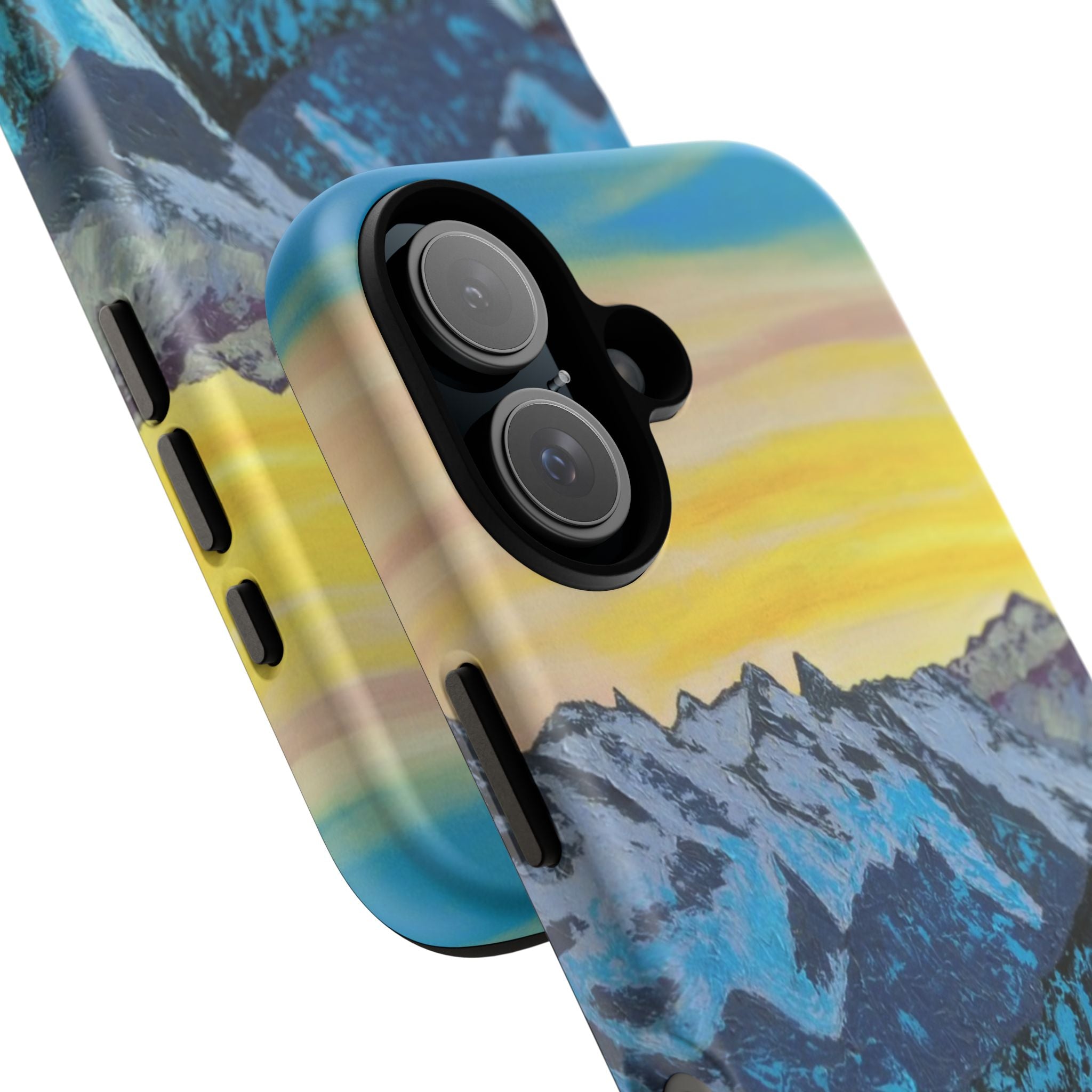 Mountain Sunset Phone Case — Protective Tough Case with Scenic Blue Peaks Design