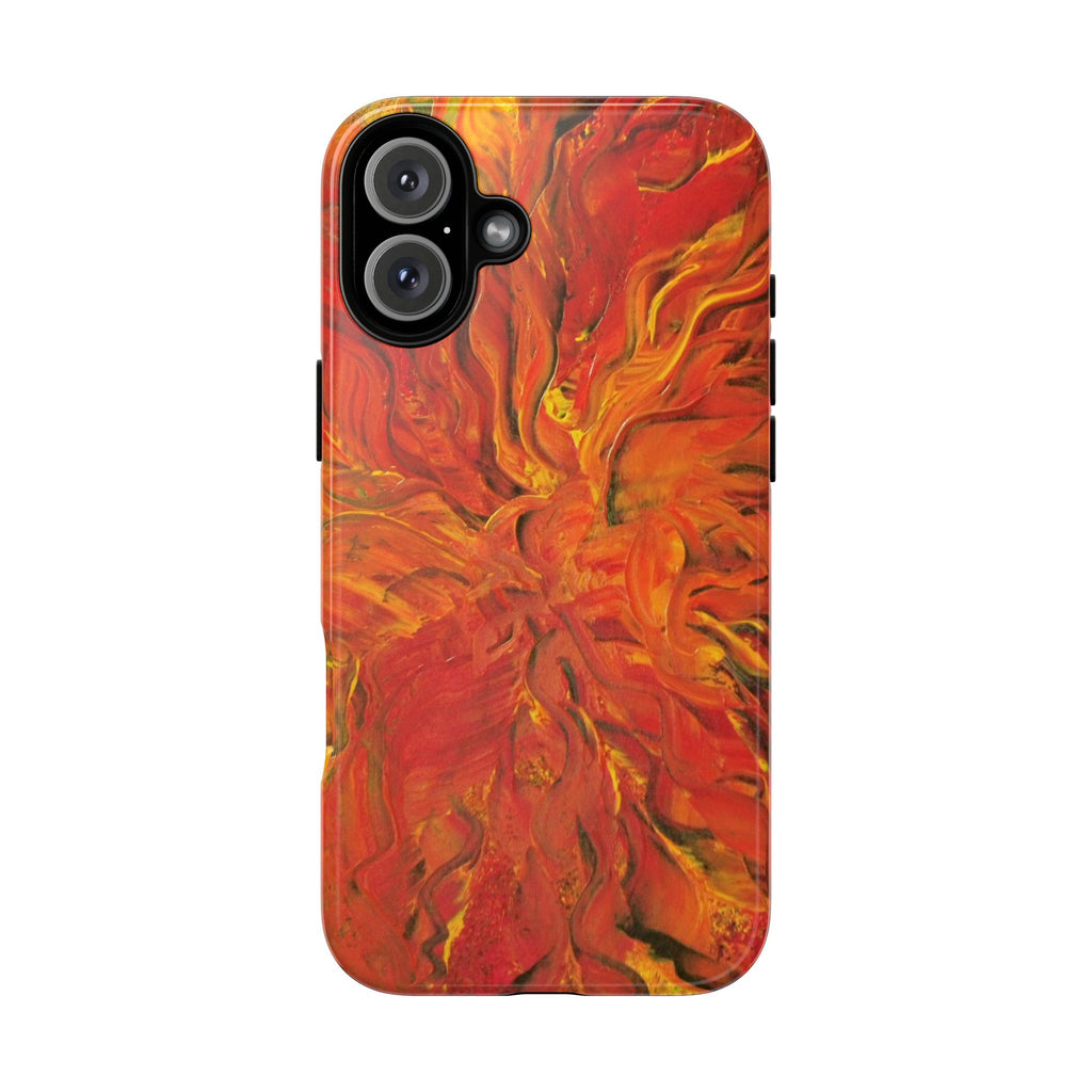Flame Swirl Tough Phone Case — Abstract Red & Orange Art Protective Cover