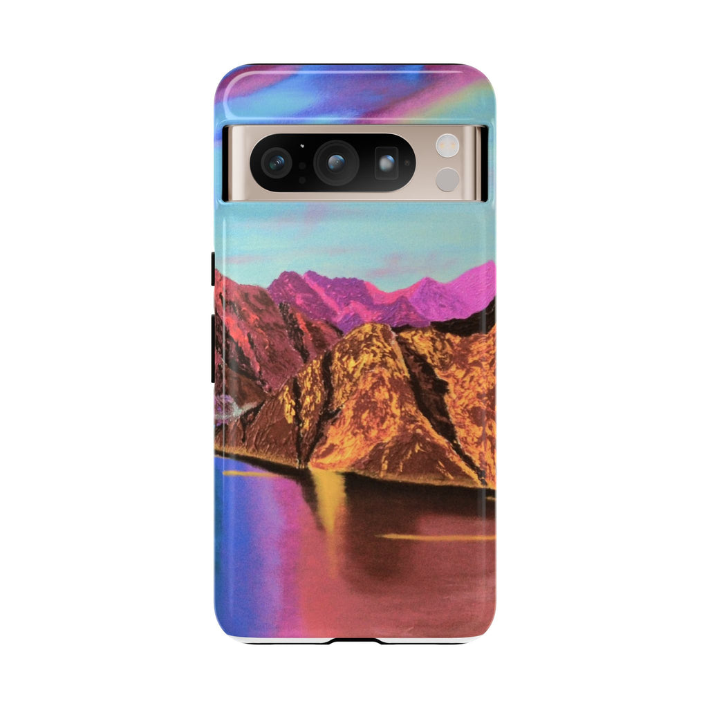 Protective Phone Case — Vibrant Retro Mountain Landscape