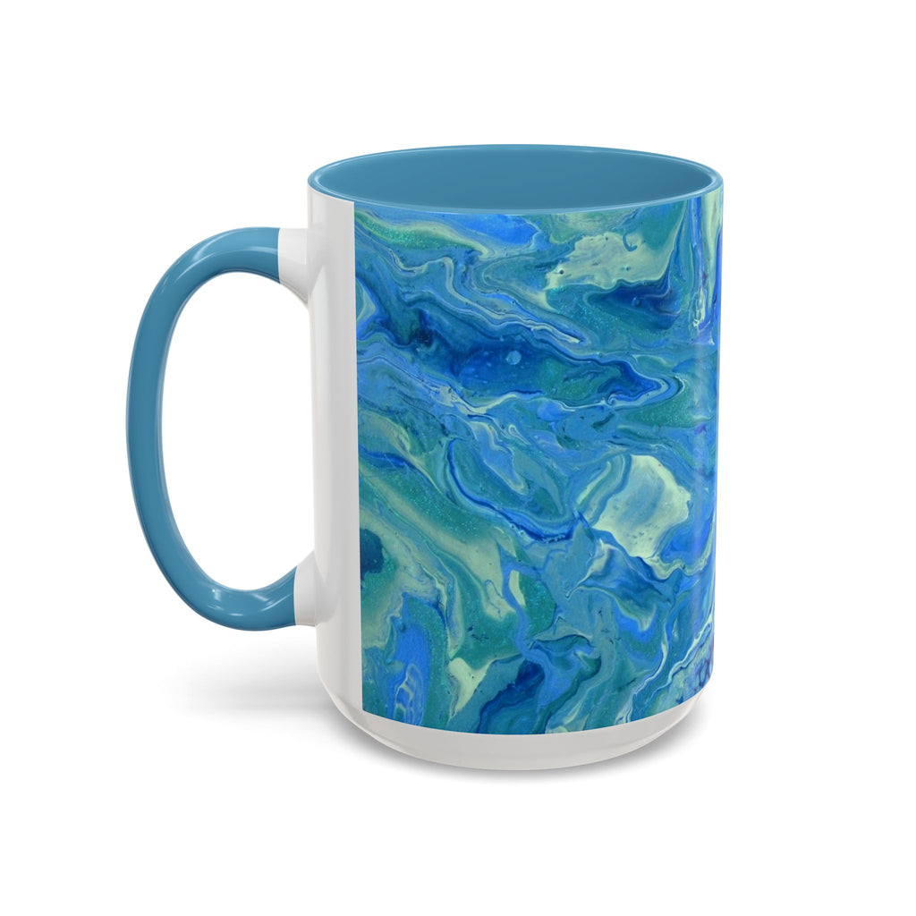 Blue Marble Accent Coffee Mug – Oceanic Abstract Art Ceramic Mug (11/15 oz)