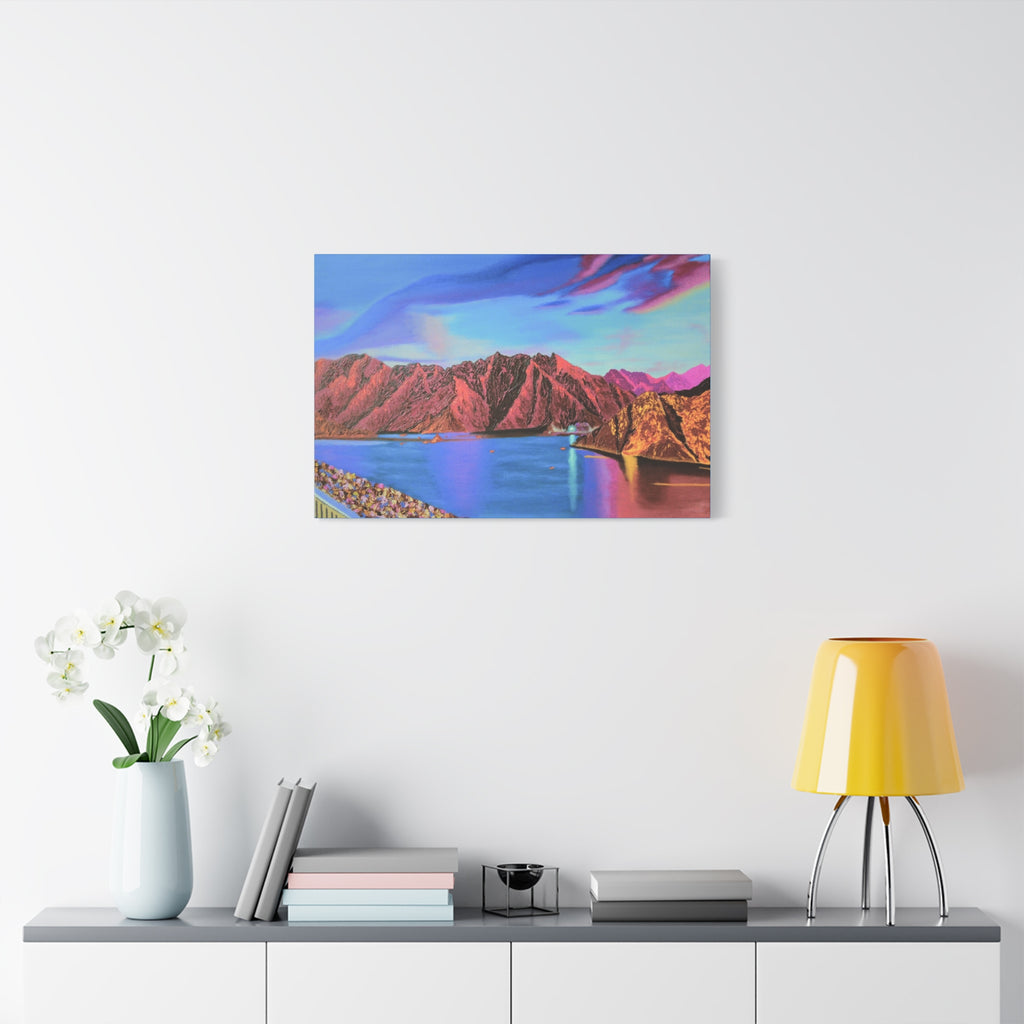 Sunset Mountain Lake Matte Canvas Wall Art — Vibrant Landscape Print