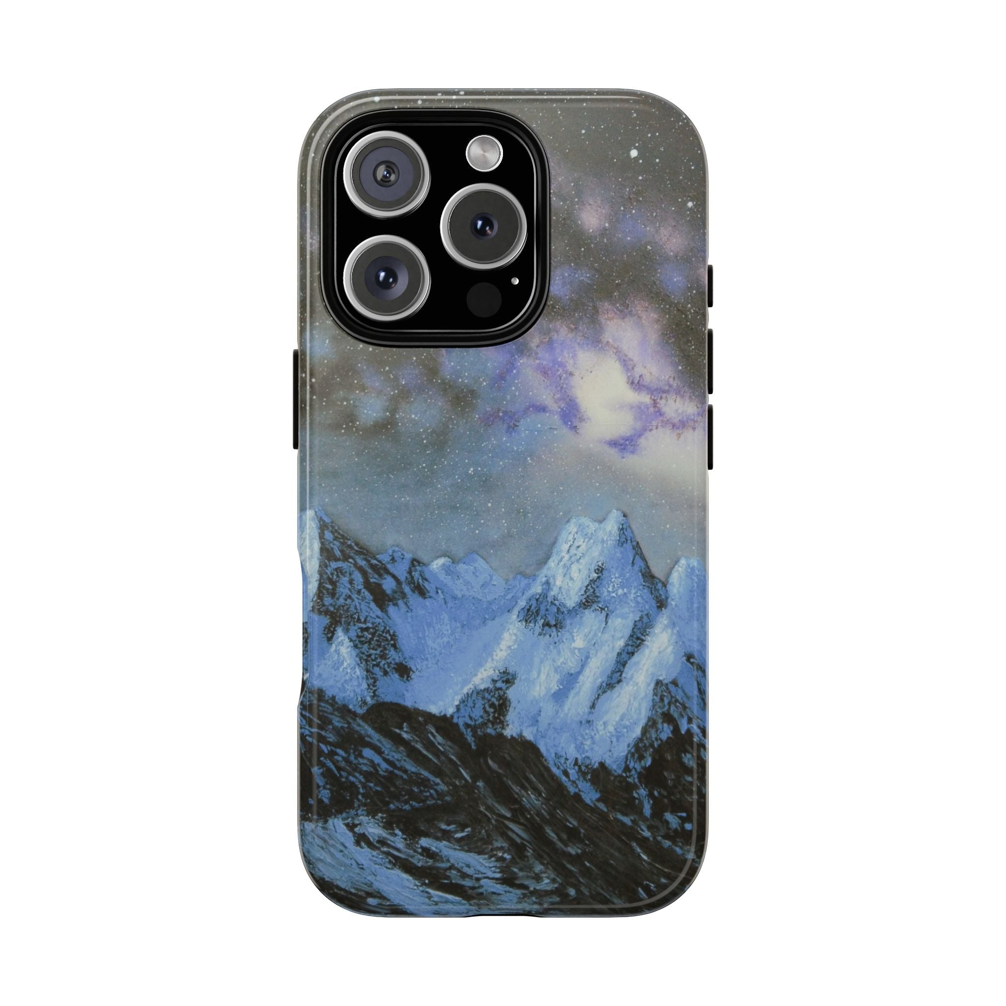 Mountain Night Sky Phone Case — Tough Protective iPhone Cover with Aurora & Snowy Peaks