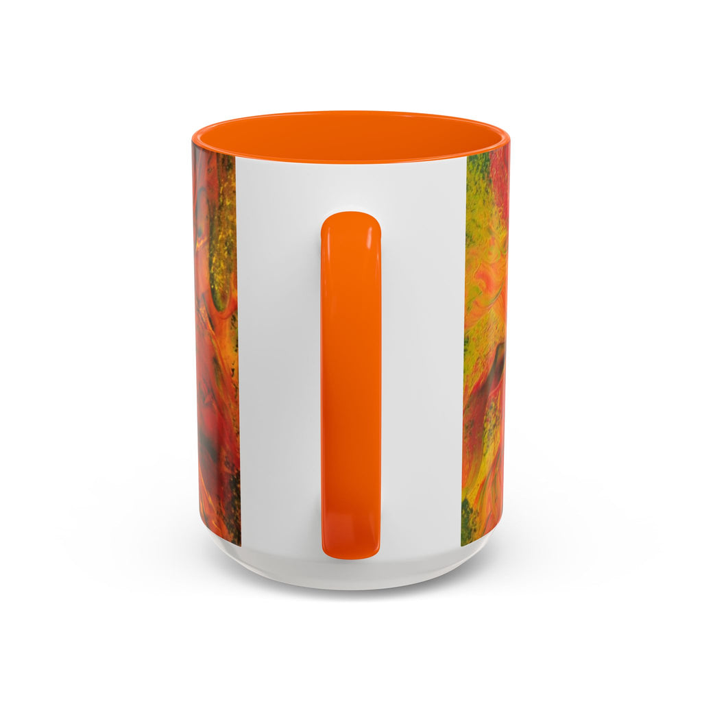 Fiery Abstract Accent Coffee Mug — Red Orange Swirl Art (11/15oz)