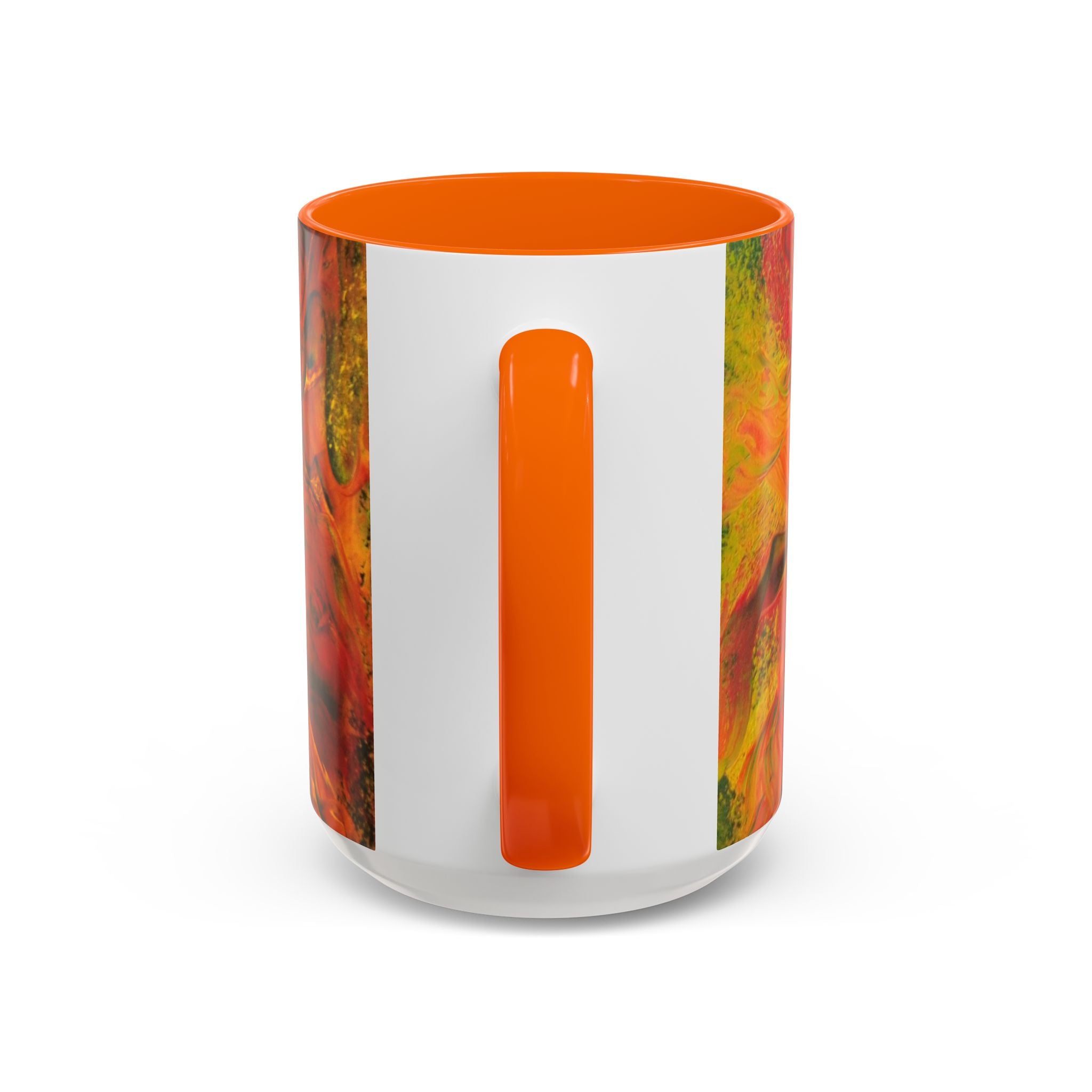 Fiery Abstract Accent Coffee Mug — Red Orange Swirl Art (11/15oz)
