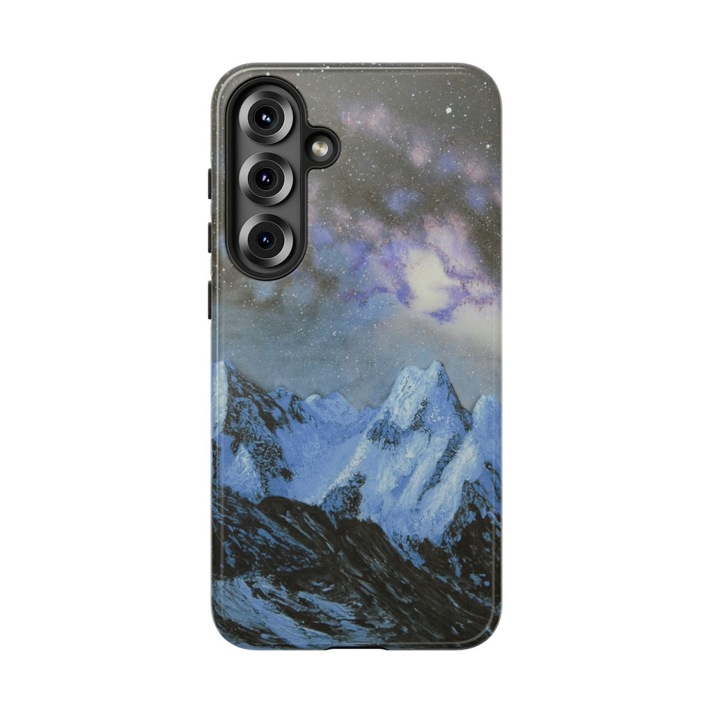 Mountain Night Sky Phone Case — Tough Protective iPhone Cover with Aurora & Snowy Peaks