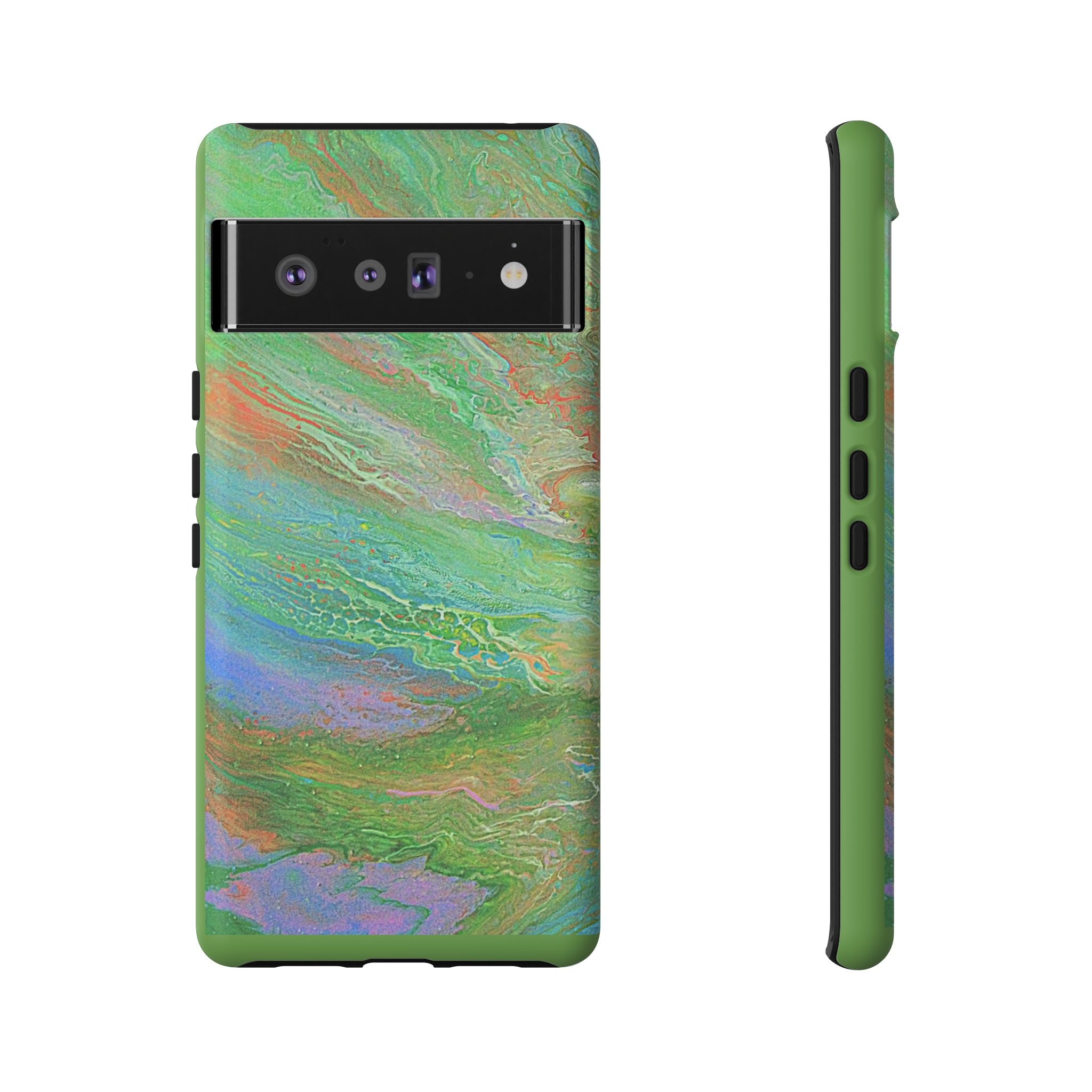 Marbled Green Abstract Phone Case — Protective Tough Case for iPhone