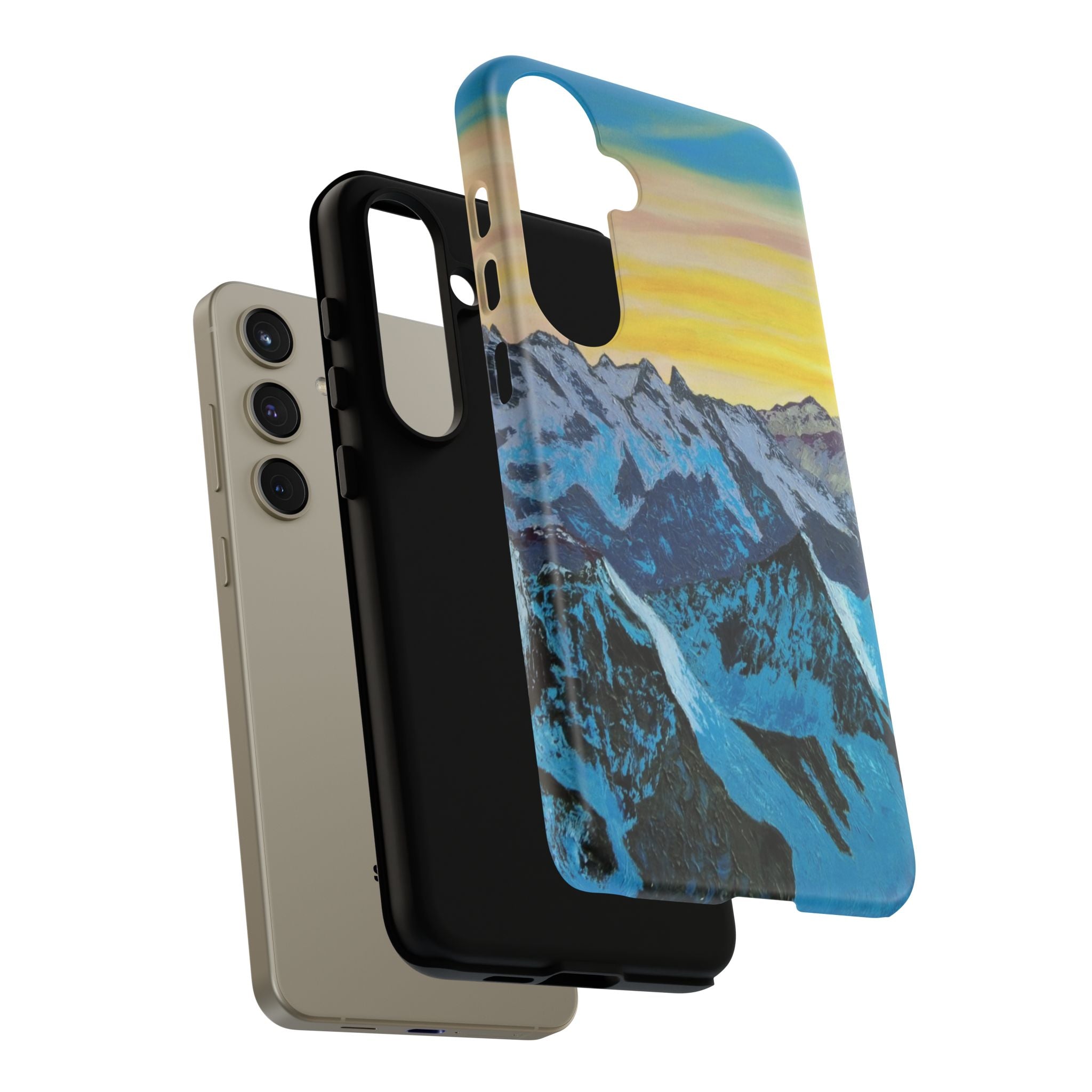 Mountain Sunset Phone Case — Protective Tough Case with Scenic Blue Peaks Design