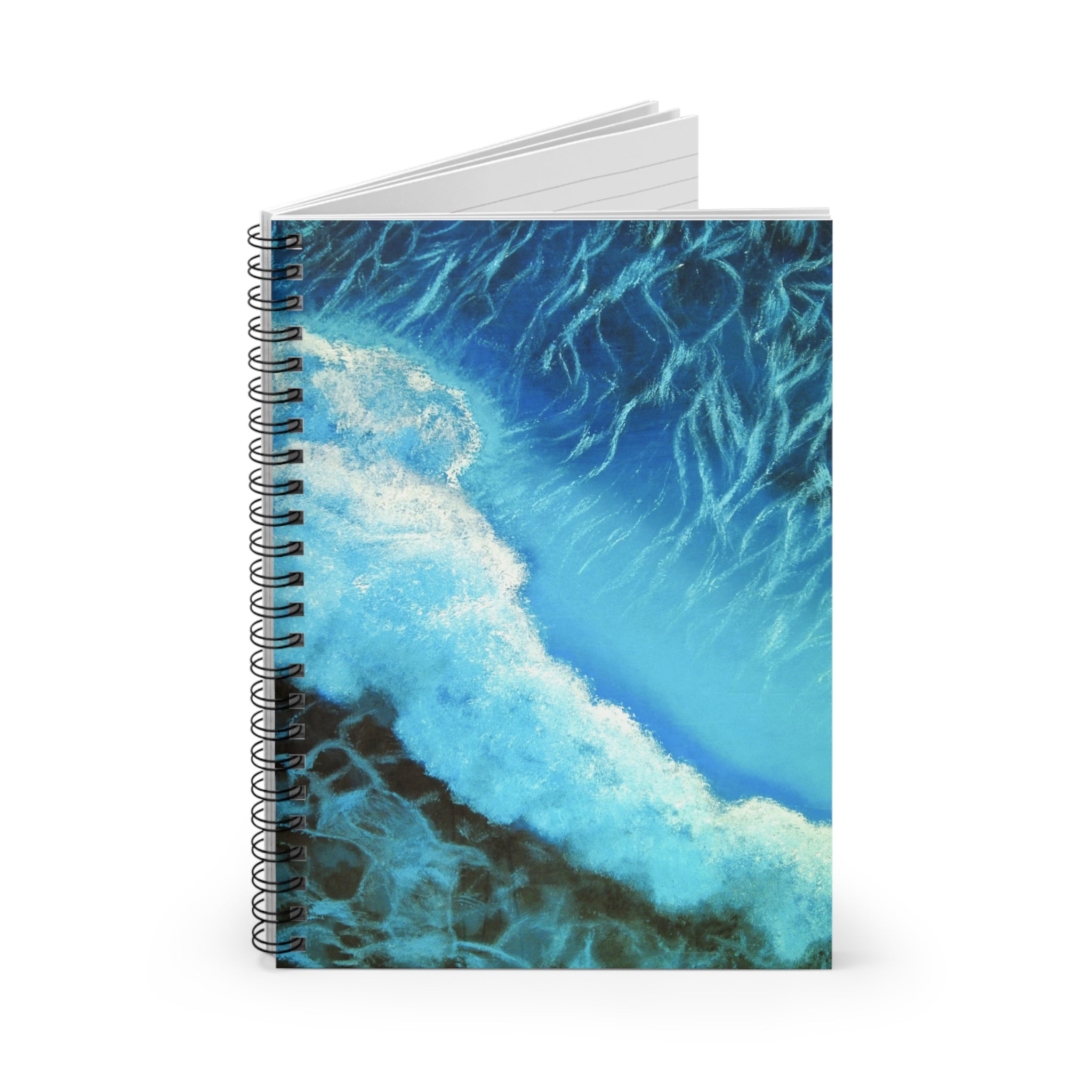 Ocean Wave Spiral Notebook — Ruled Journal with Blue Sea Art Cover