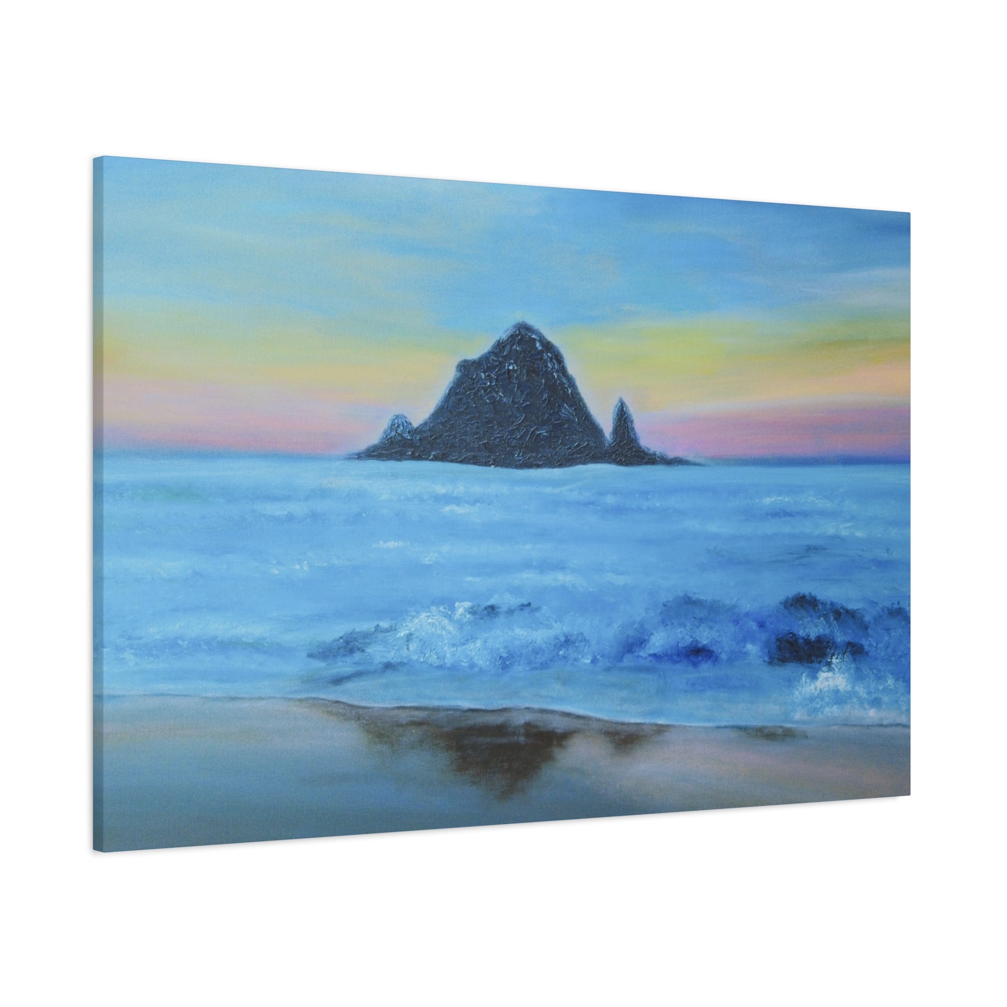 Seaside Sunset Canvas Wall Art — Stretched Matte Beach Landscape