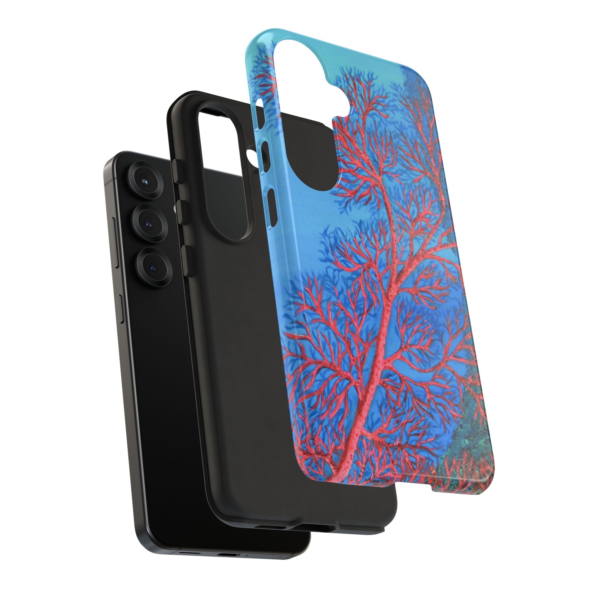 Coral Reef Phone Case — Vibrant Red Sea Fan on Ocean Blue Tough Case