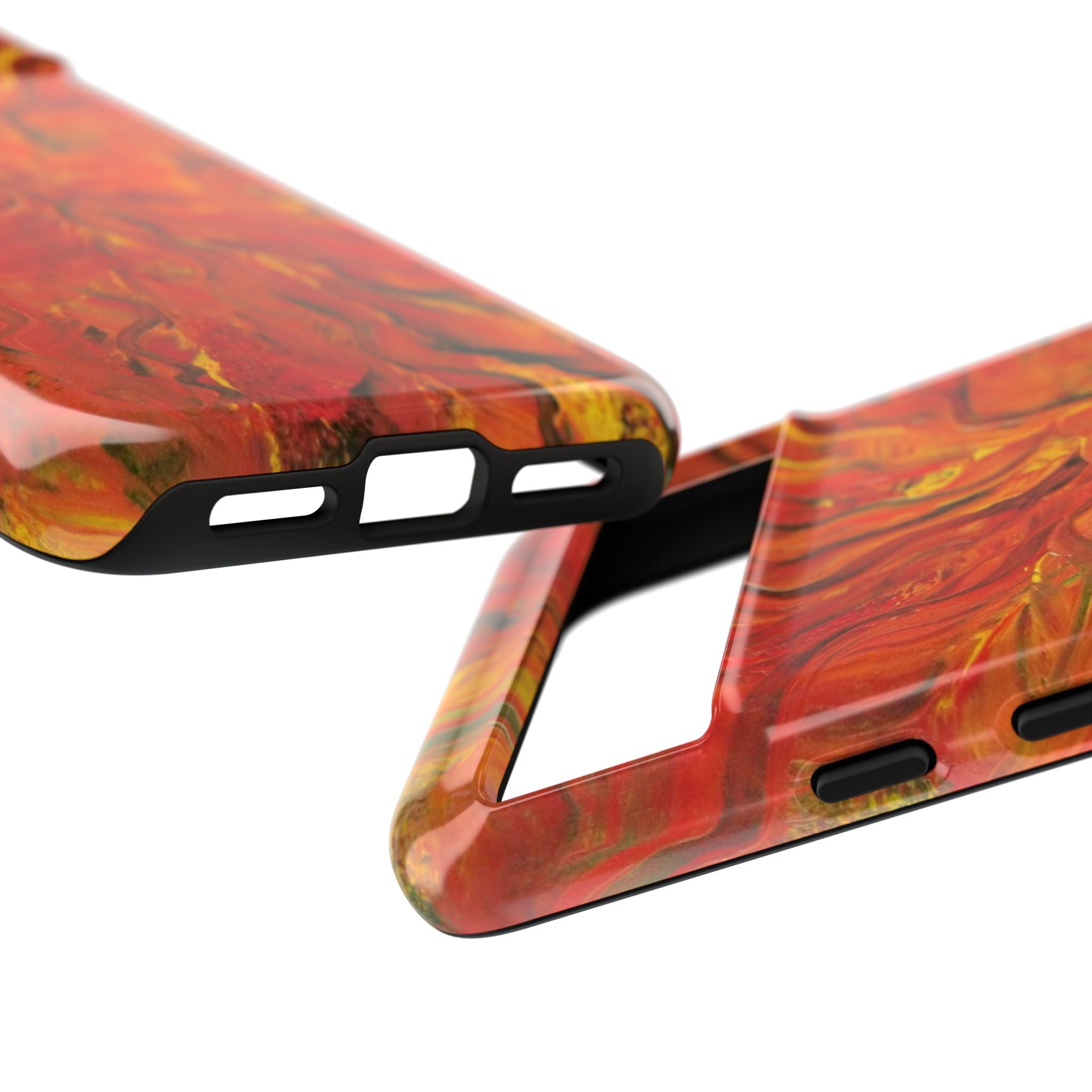 Flame Swirl Tough Phone Case — Abstract Red & Orange Art Protective Cover