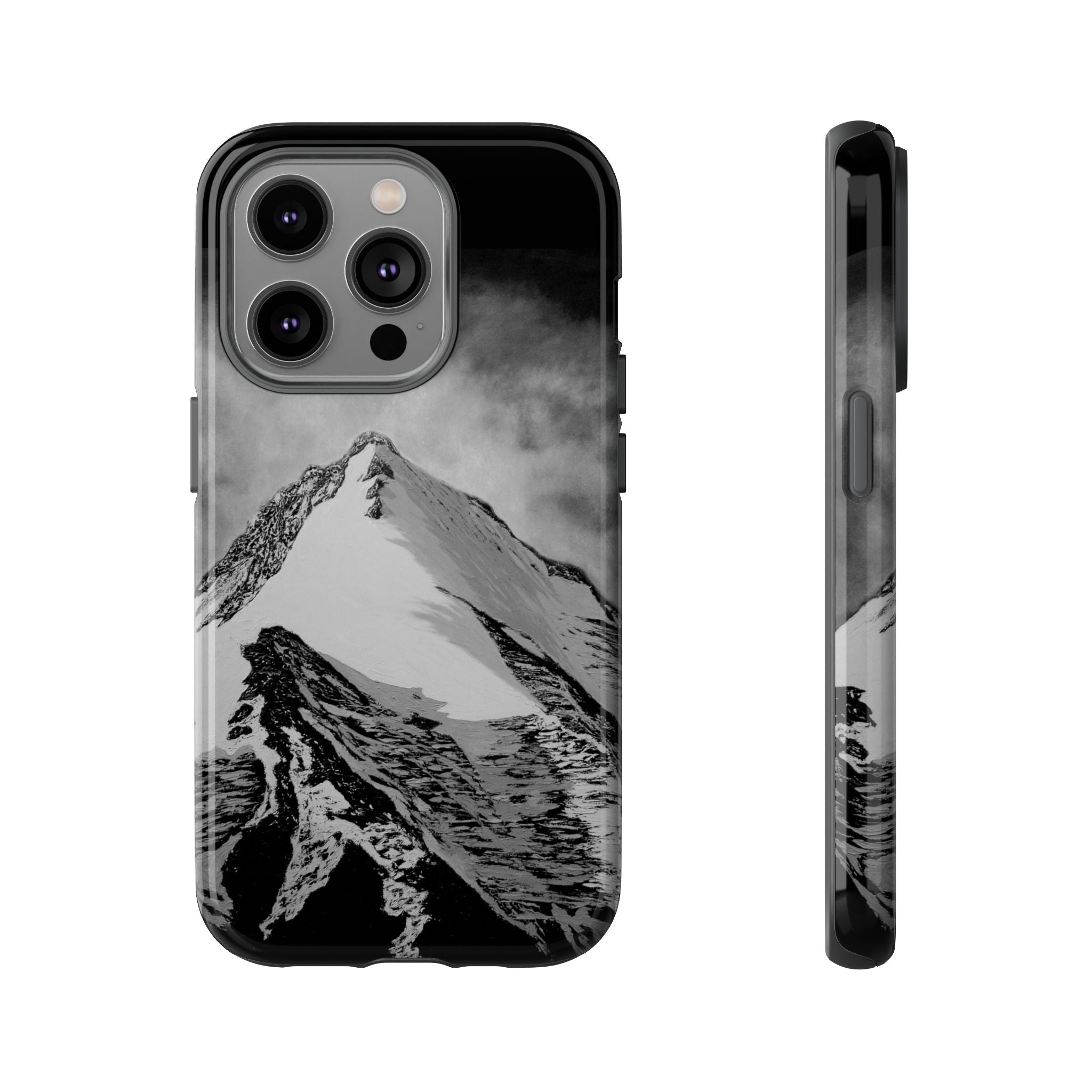 Mountain Peak Phone Case — Black & White Alpine Protective Case