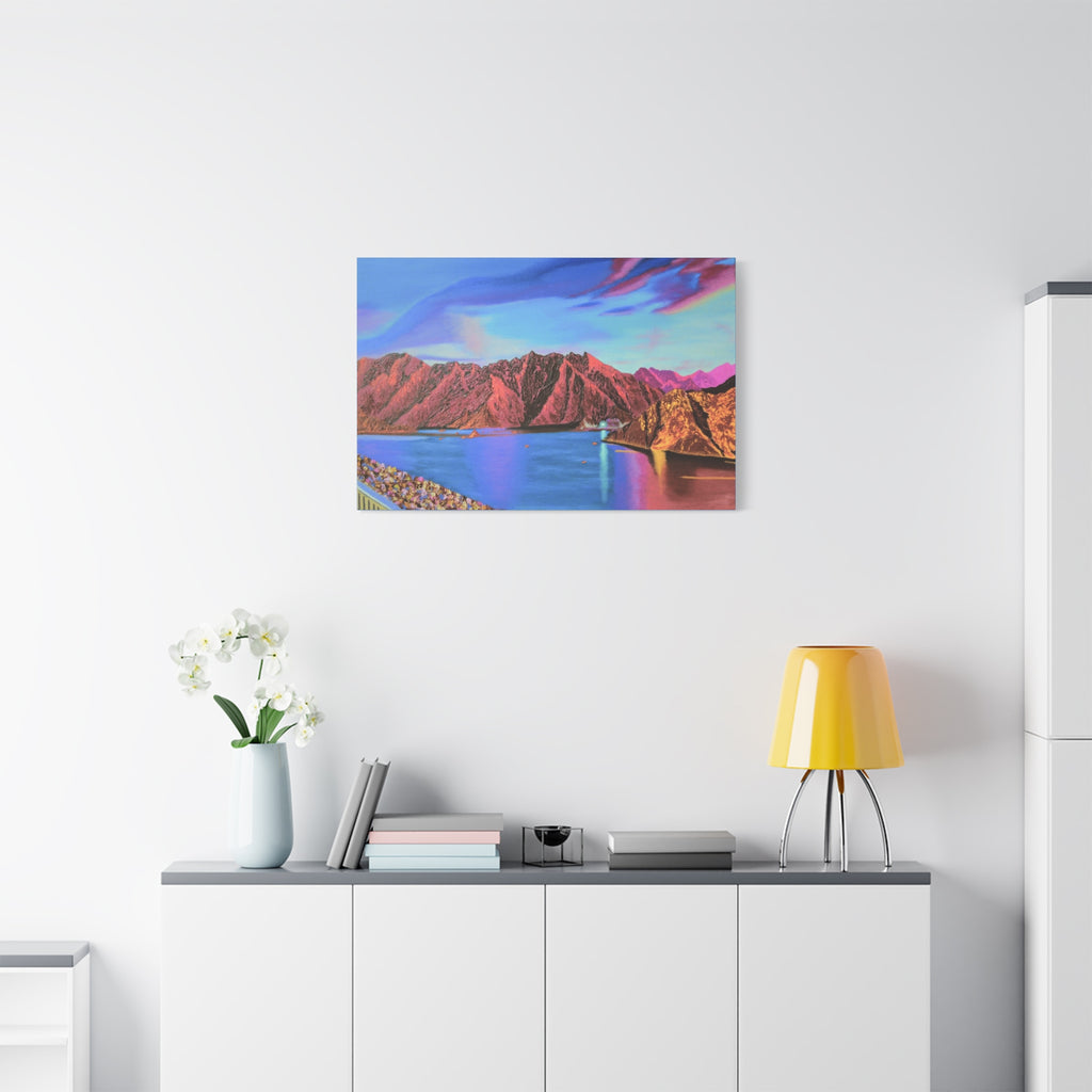 Sunset Mountain Lake Matte Canvas Wall Art — Vibrant Landscape Print