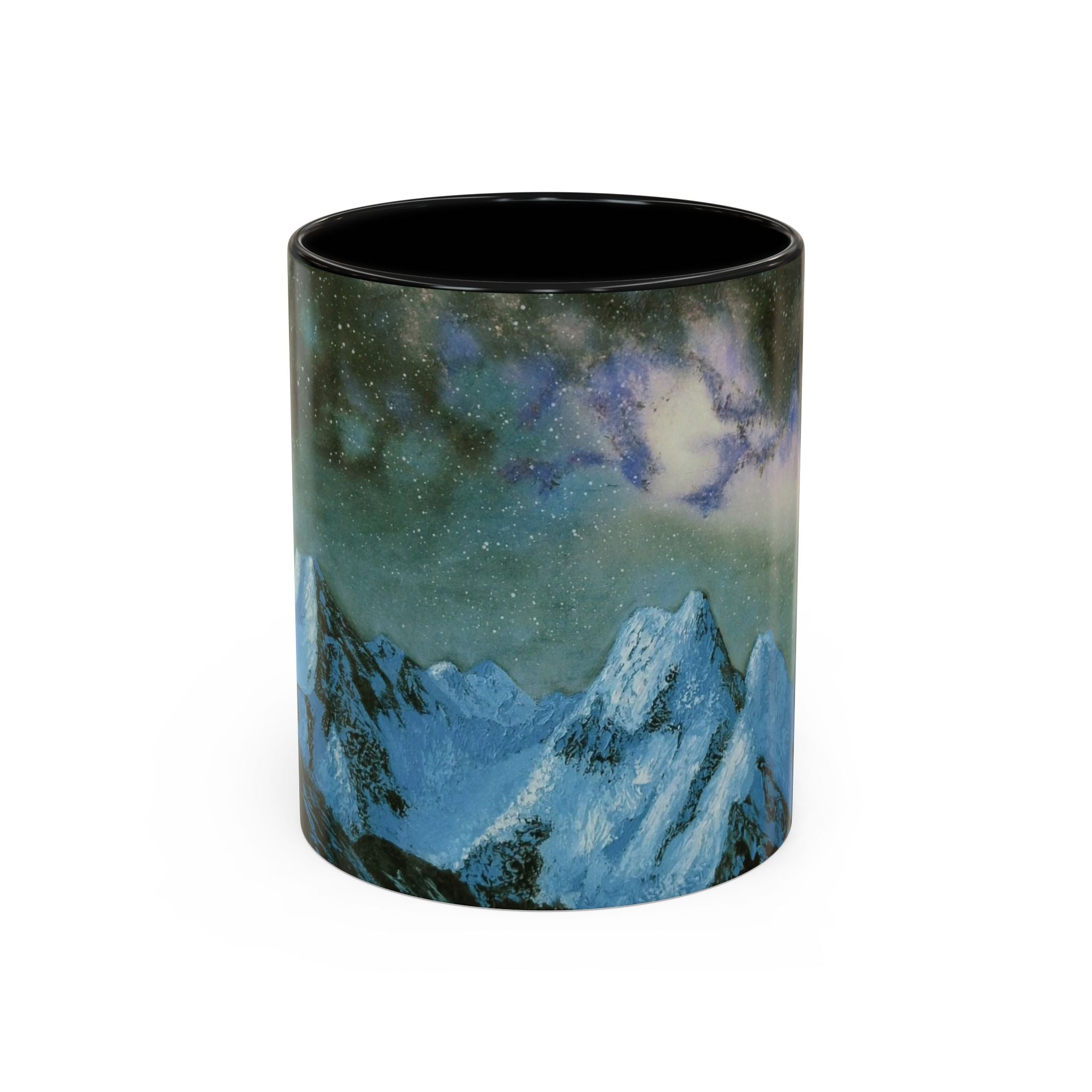 Aurora Mountain Coffee Mug — Northern Lights Ceramic Accent Mug (11/15 oz)