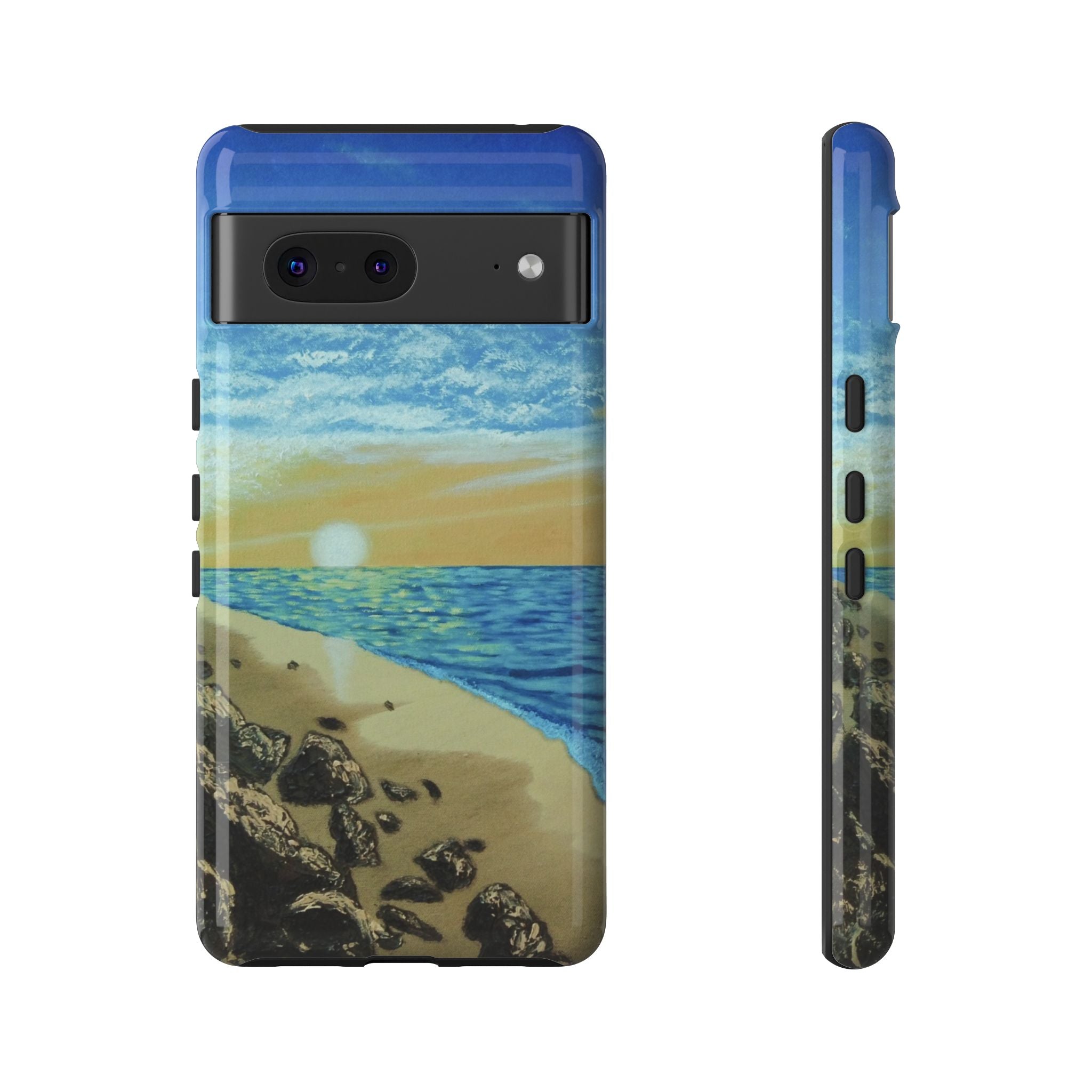 Beach Sunset Phone Case — Protective Tough Case with Coastal Shoreline Design