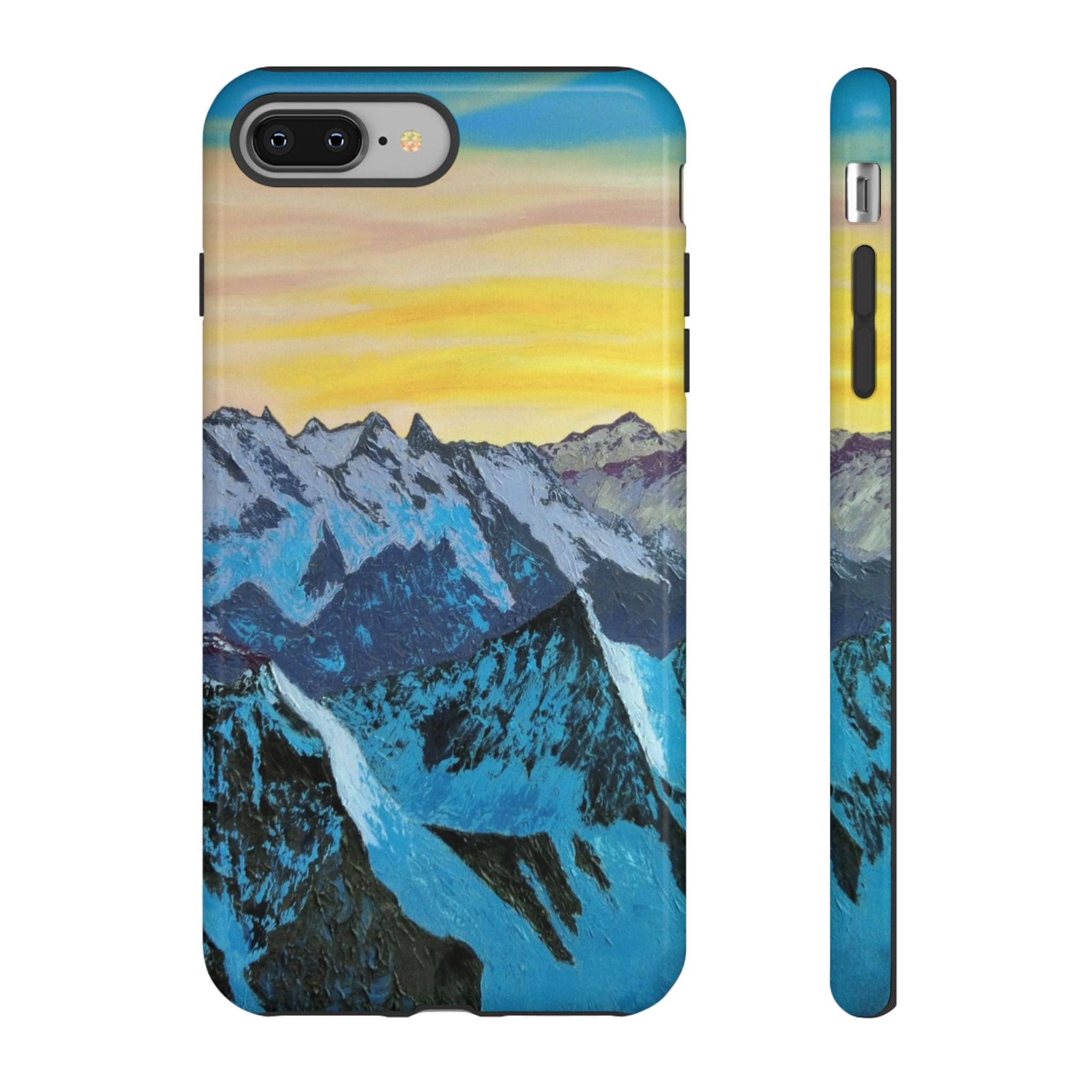Mountain Sunset Phone Case — Protective Tough Case with Scenic Blue Peaks Design