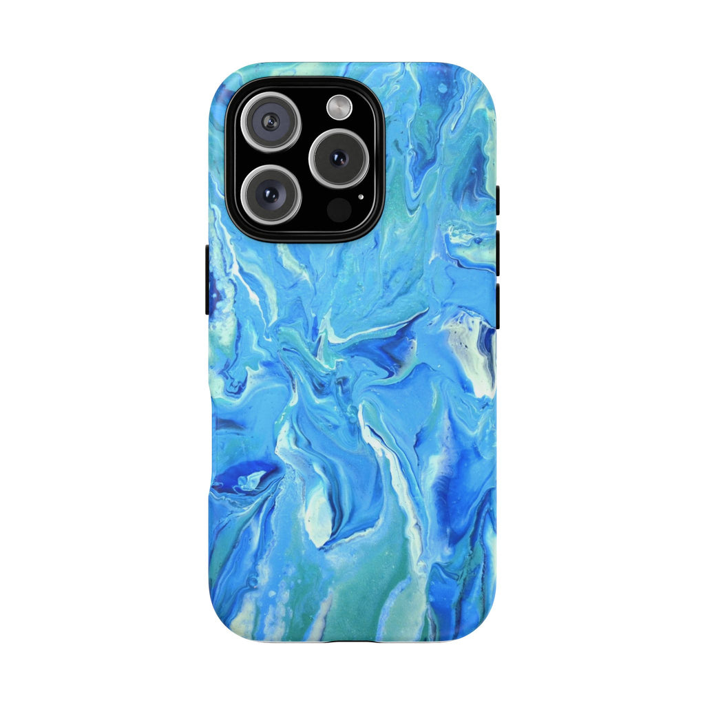 Blue Marble Tough Phone Case — Ocean Swirl Protective iPhone Cover