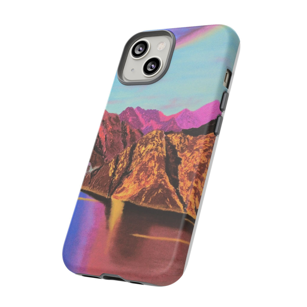 Protective Phone Case — Vibrant Retro Mountain Landscape