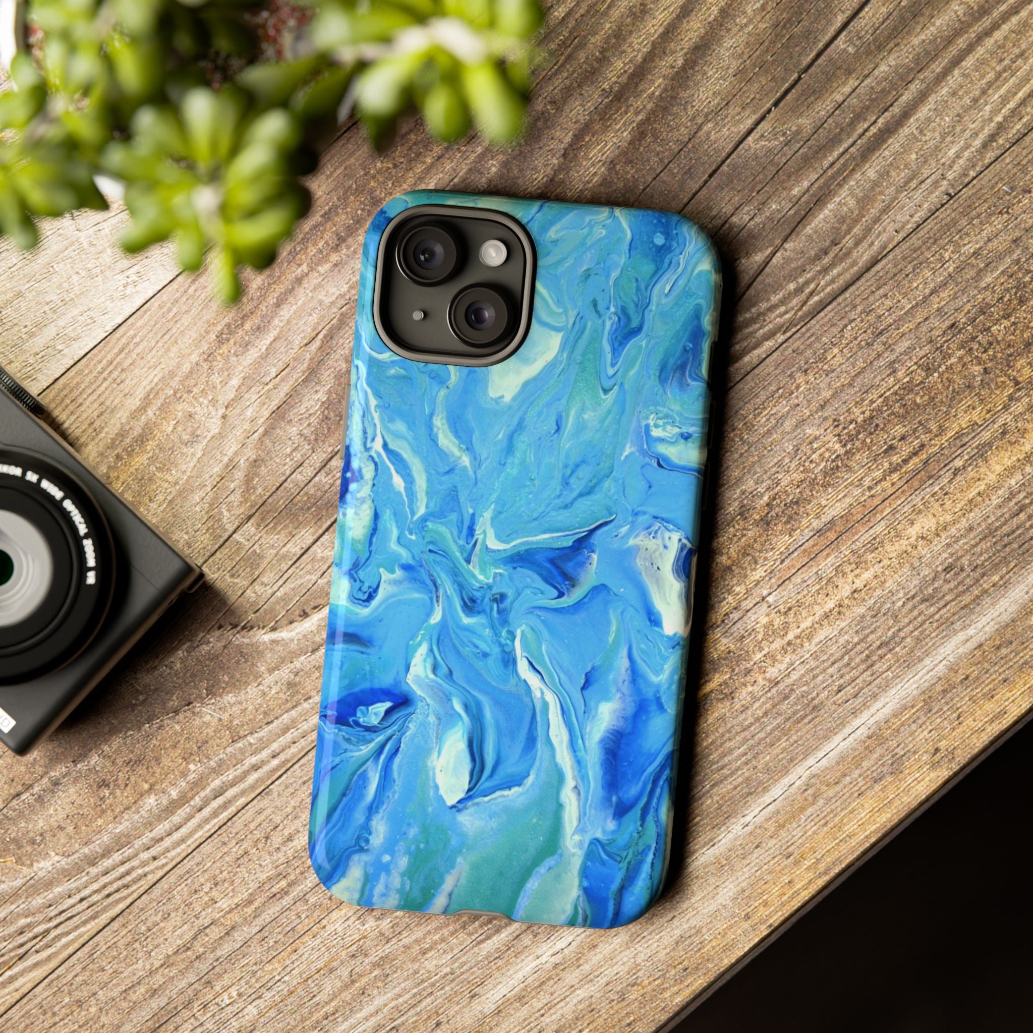 Blue Marble Tough Phone Case — Ocean Swirl Protective iPhone Cover