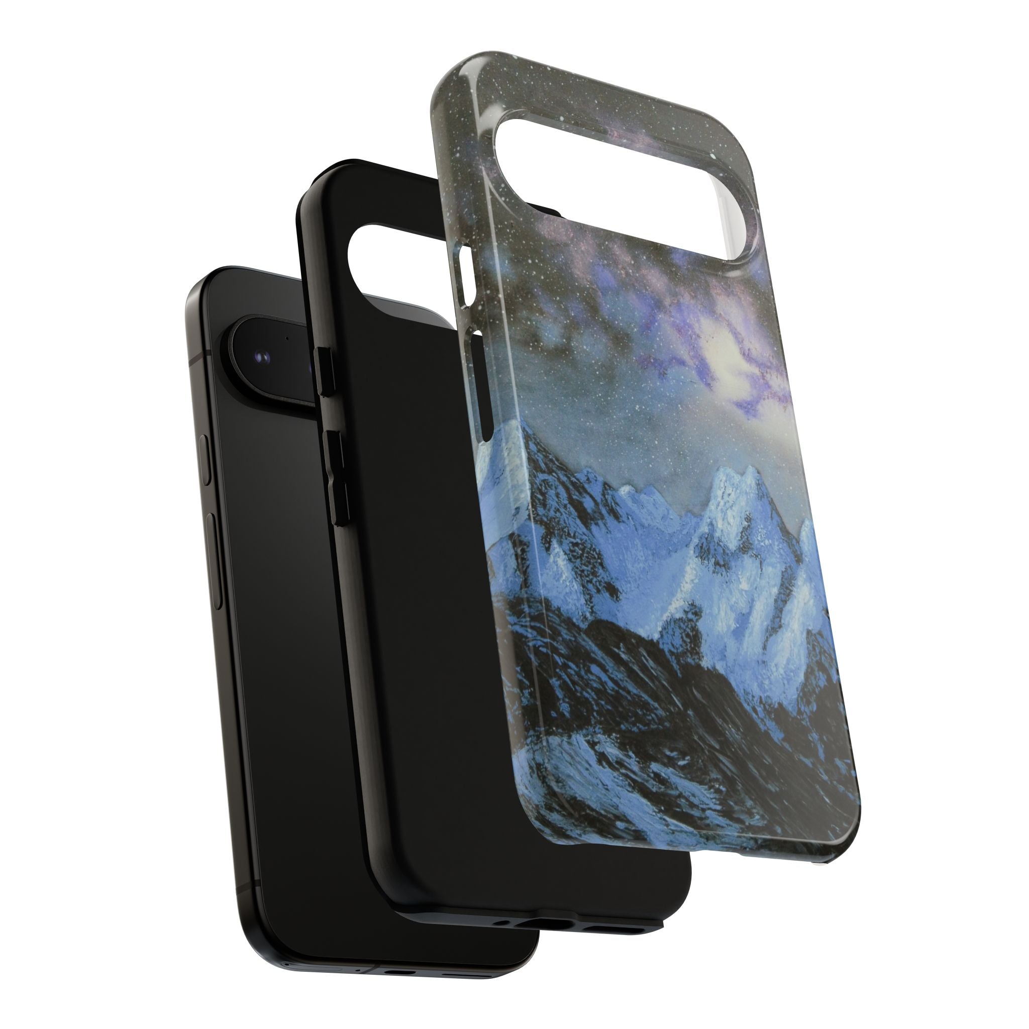 Mountain Night Sky Phone Case — Tough Protective iPhone Cover with Aurora & Snowy Peaks