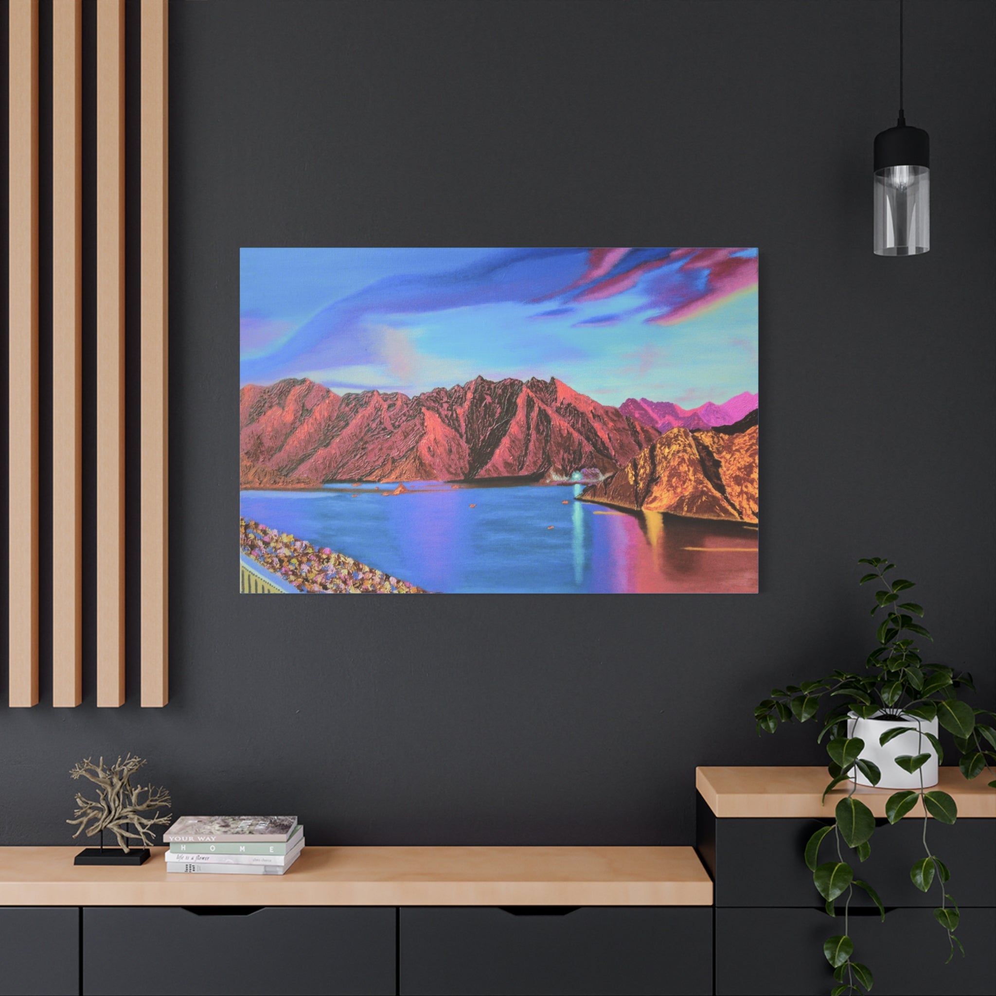Sunset Mountain Lake Matte Canvas Wall Art — Vibrant Landscape Print
