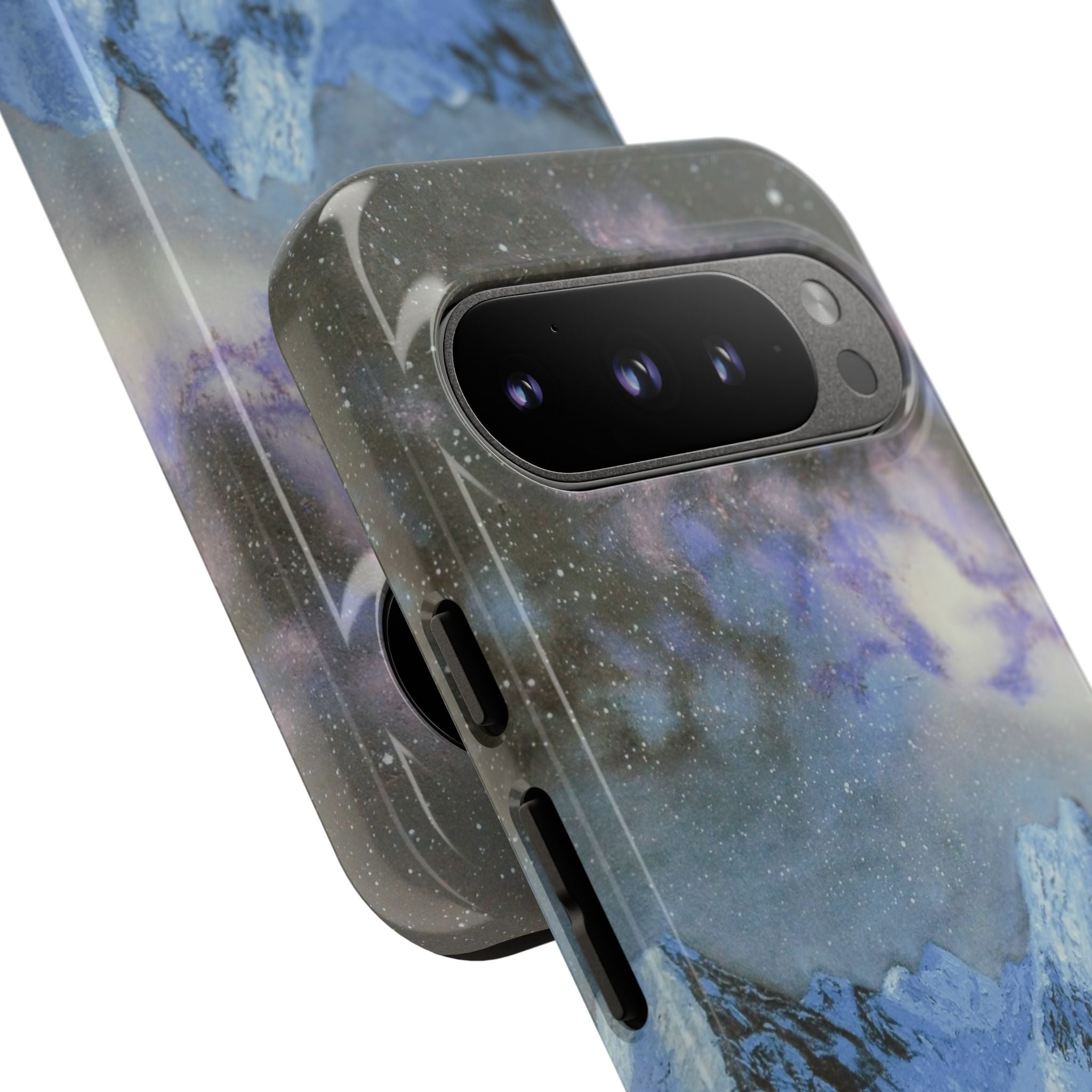 Mountain Night Sky Phone Case — Tough Protective iPhone Cover with Aurora & Snowy Peaks