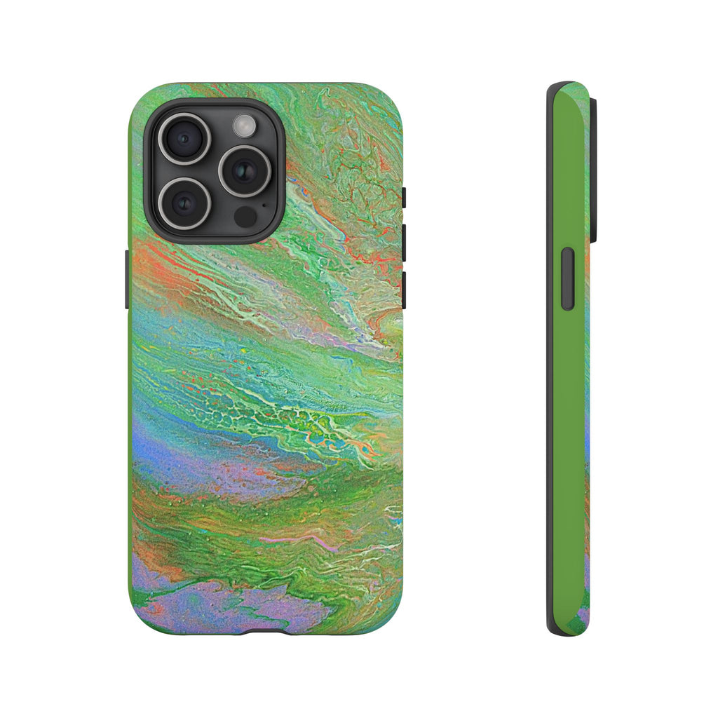 Marbled Green Abstract Phone Case — Protective Tough Case for iPhone