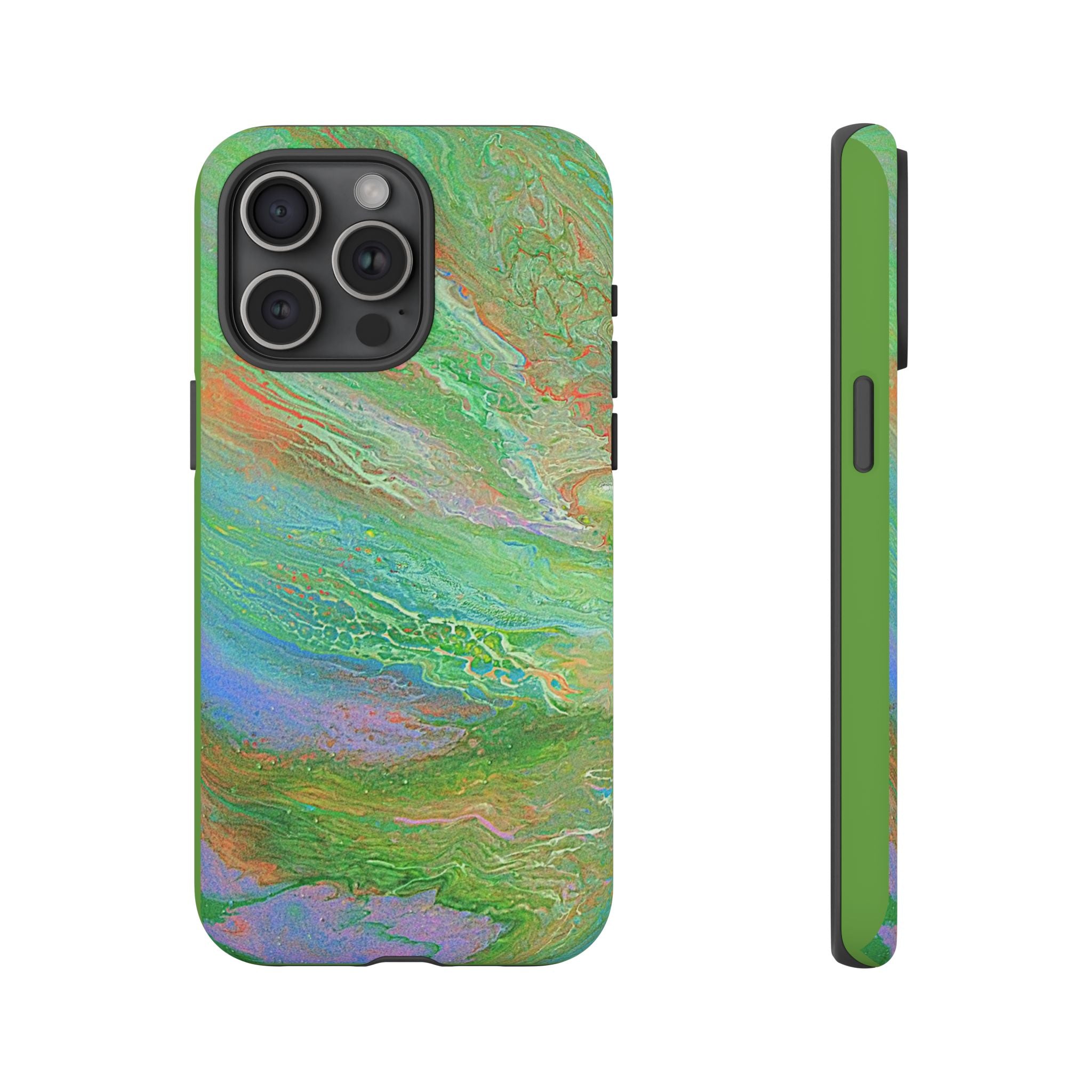 Marbled Green Abstract Phone Case — Protective Tough Case for iPhone
