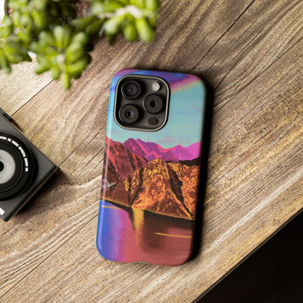 Protective Phone Case — Vibrant Retro Mountain Landscape